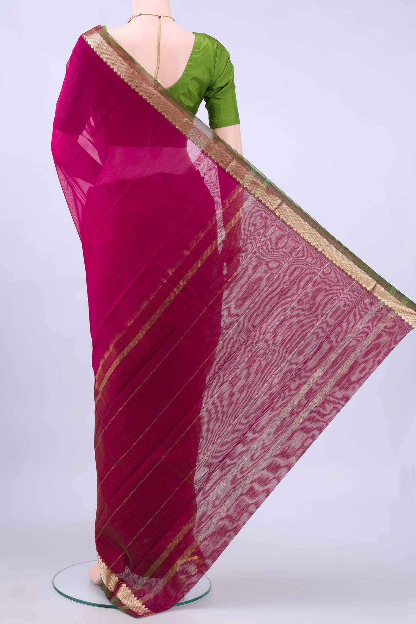 Rani Pink Kora Cotton Saree