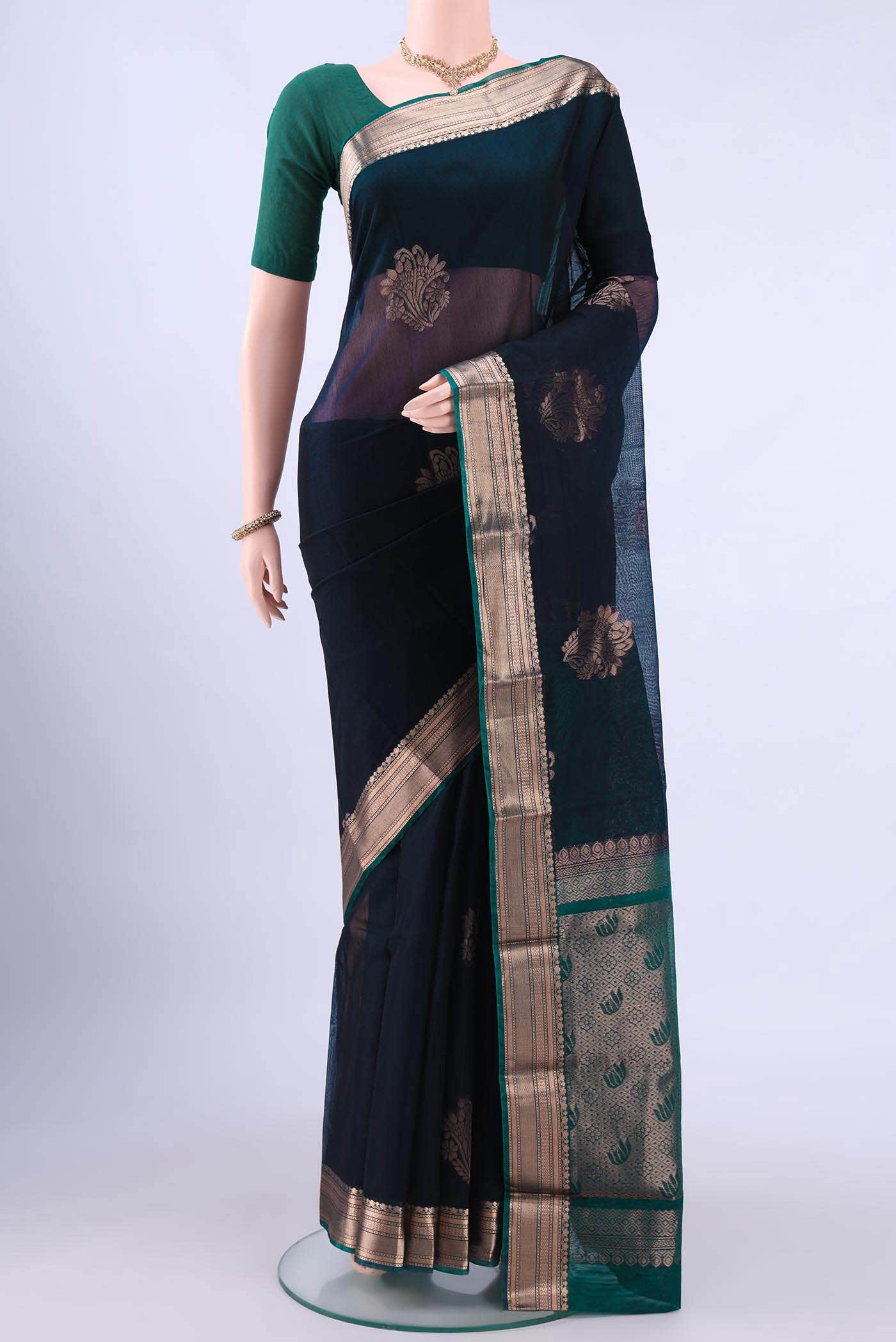 Black Kora Cotton Saree