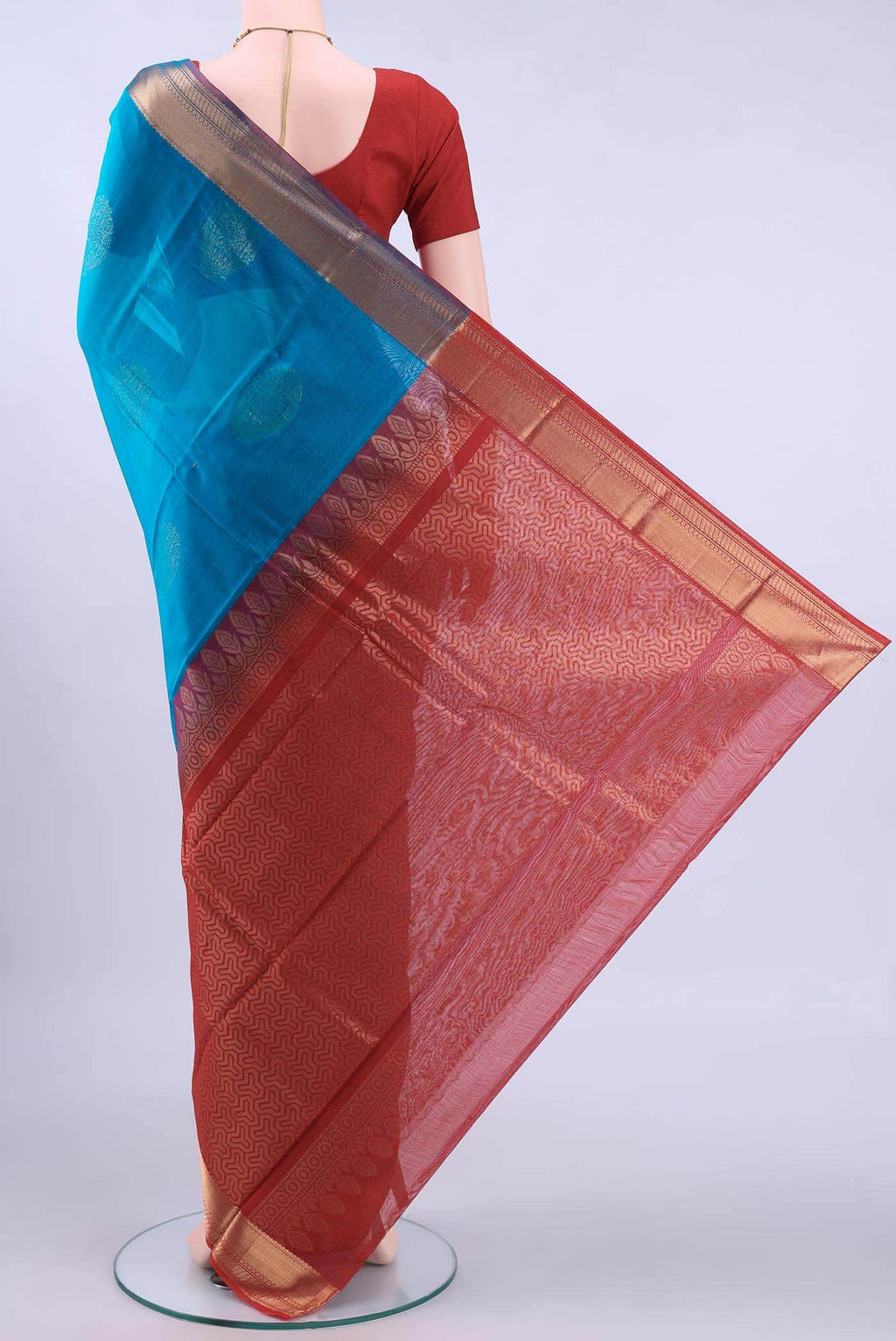 Blue Kora Cotton Saree