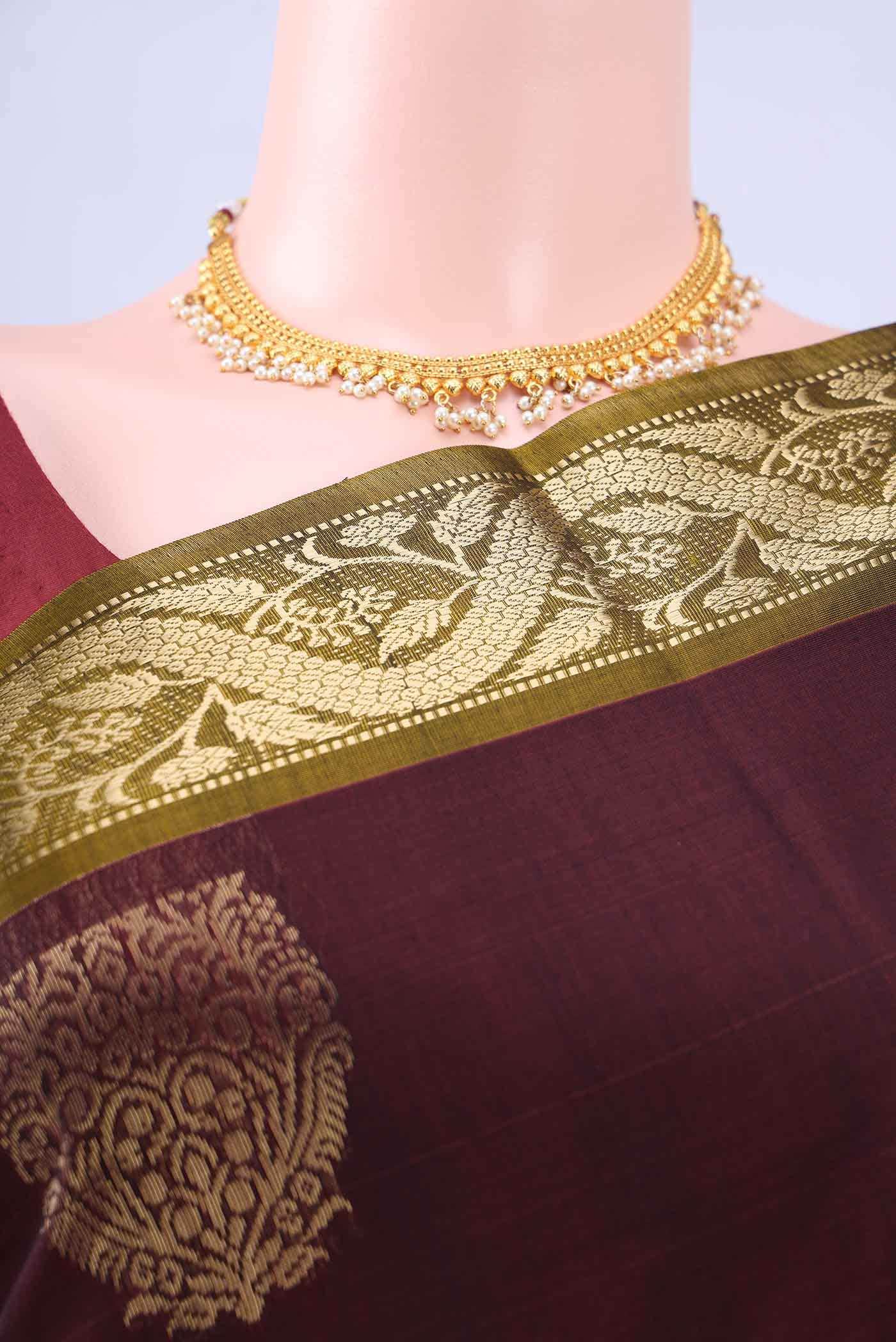 Coffee Brown Kora Cotton Saree