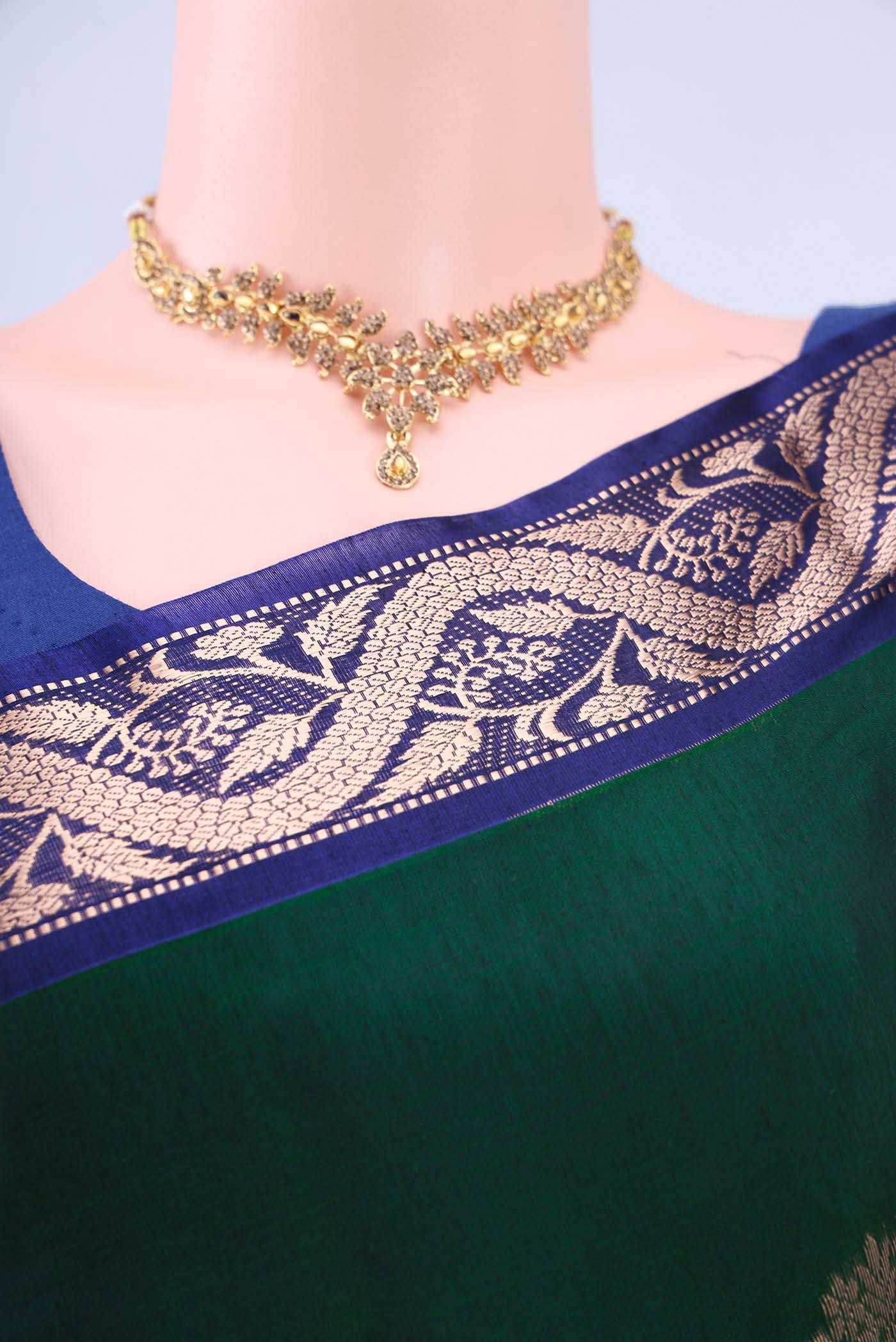 Bottle Green Kora Cotton Saree