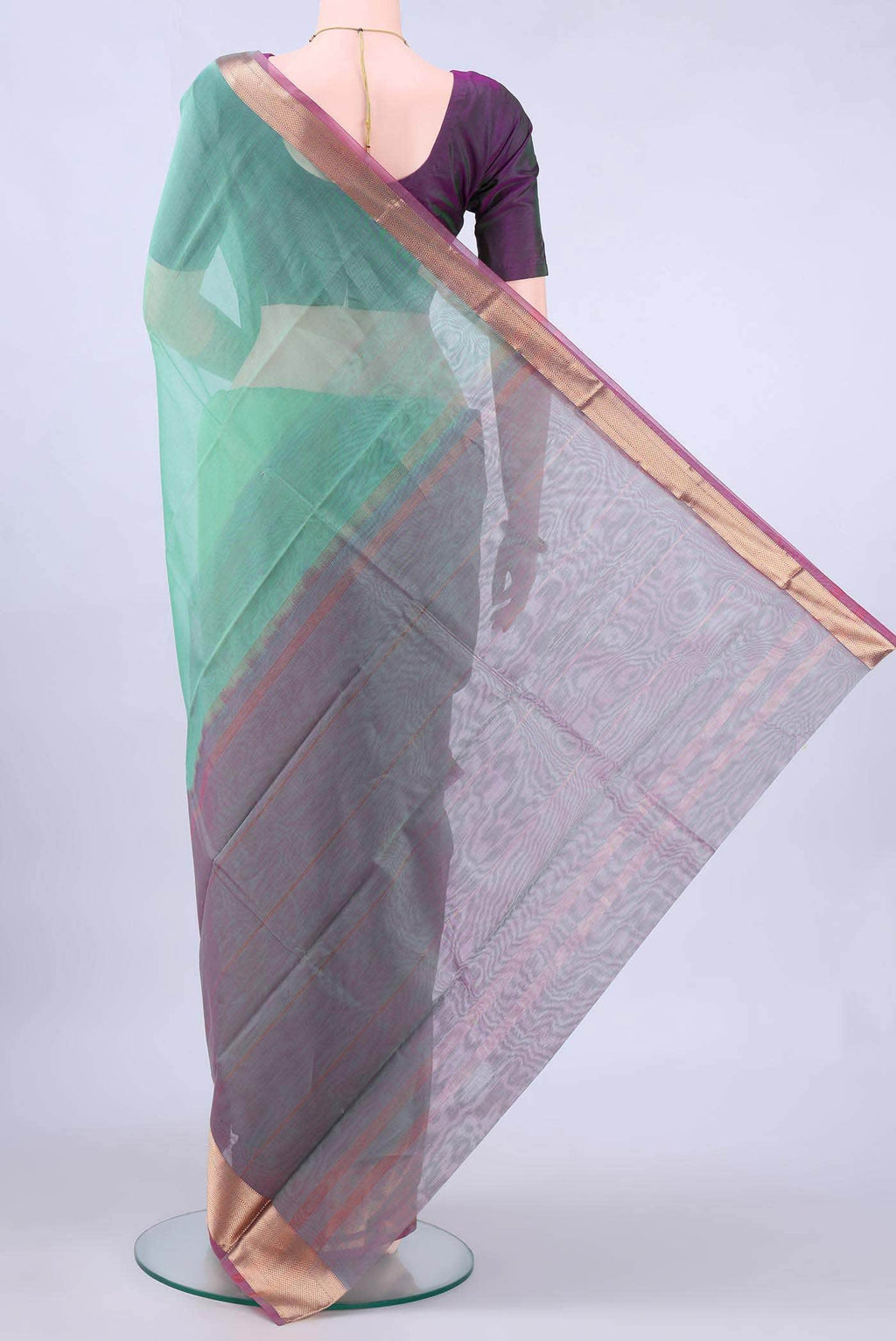 Mint Green Kora Cotton Saree