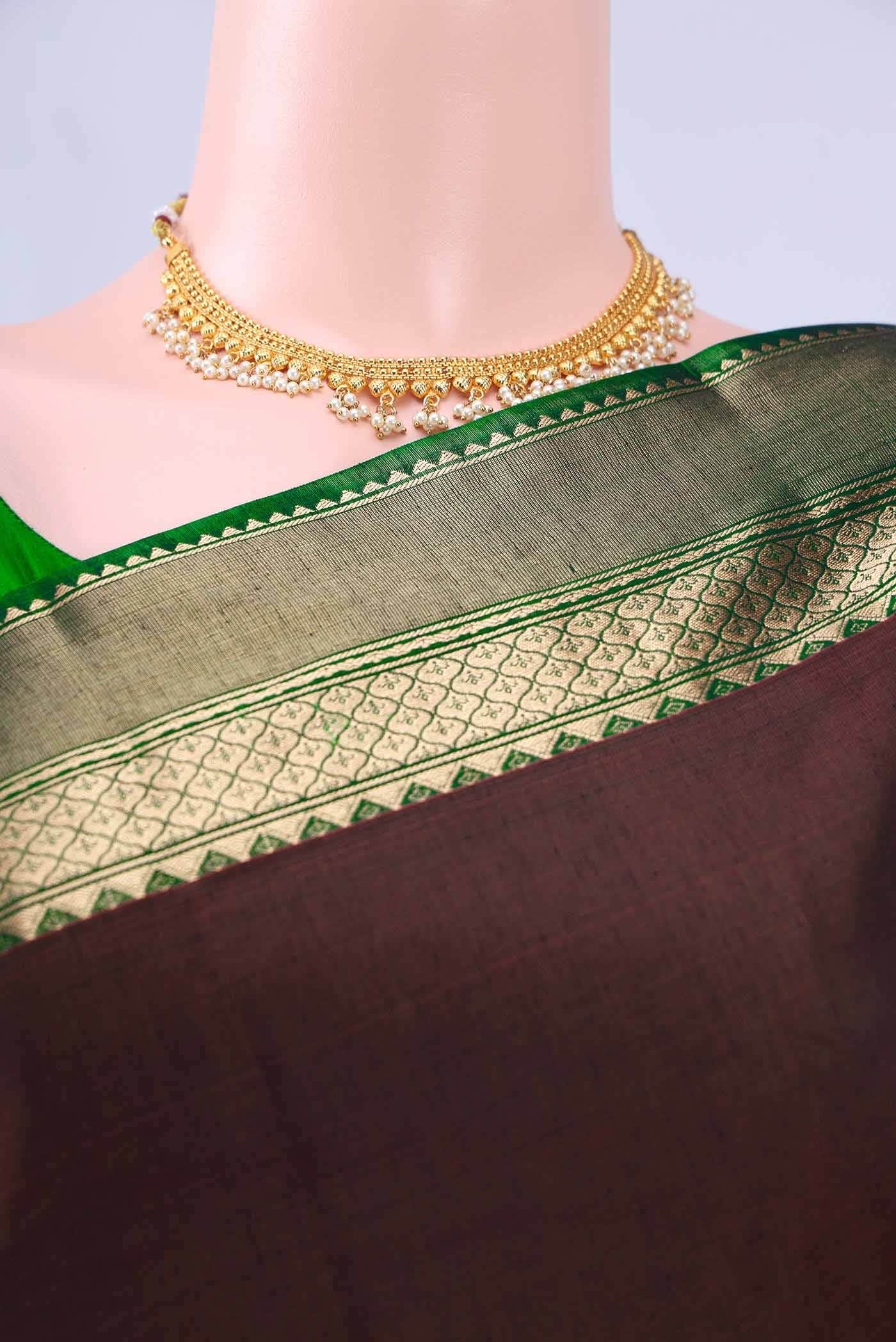 Maroon Kora Cotton Saree