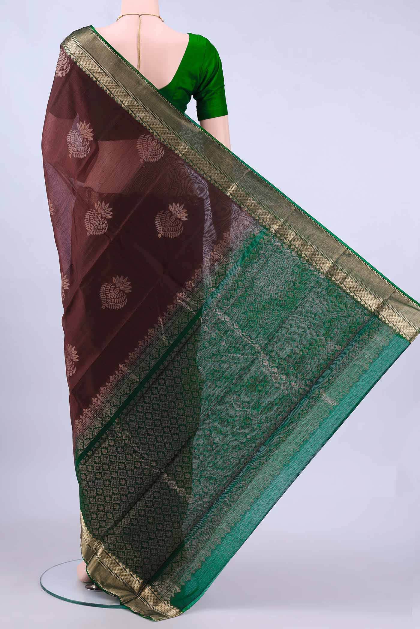 Maroon Kora Cotton Saree