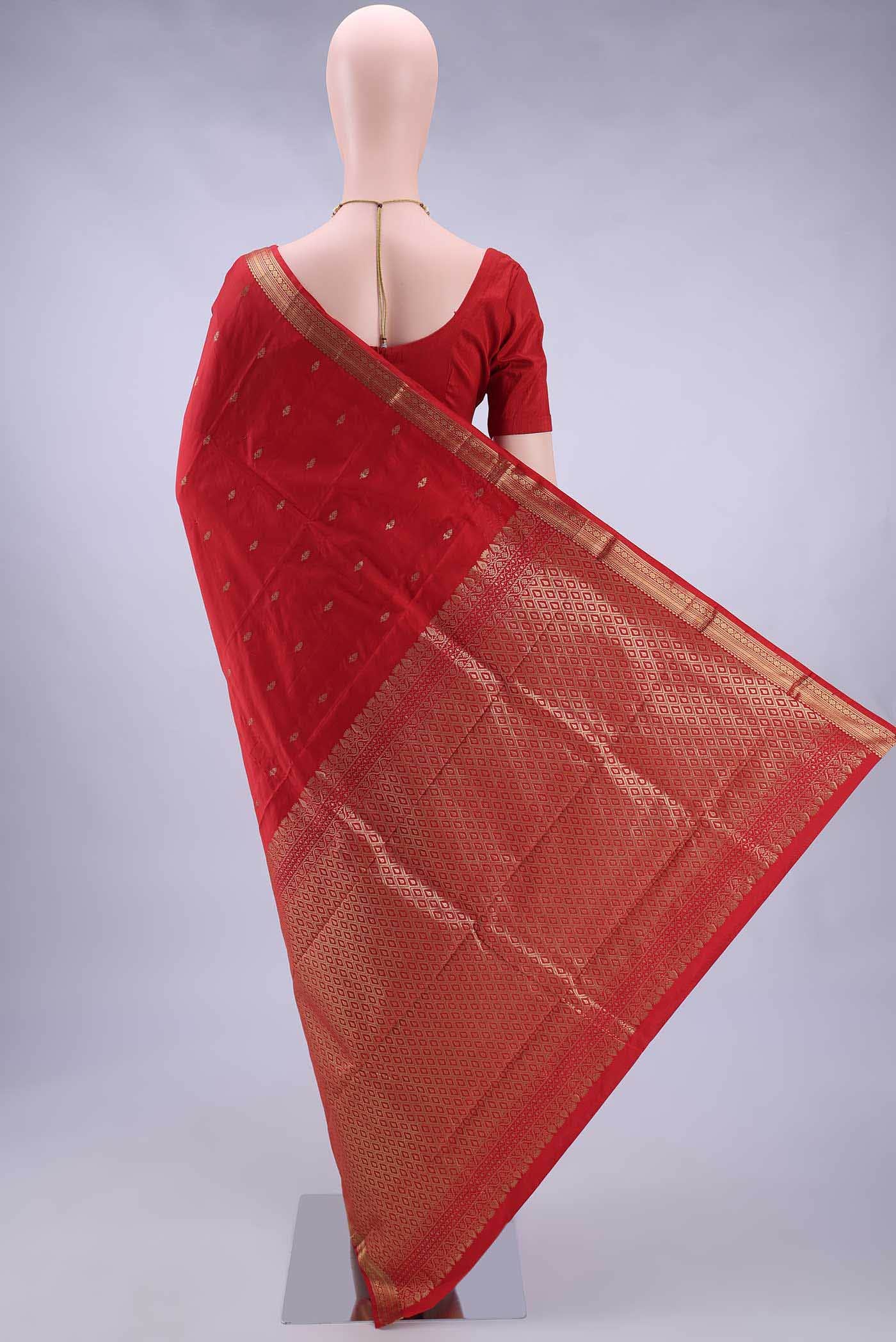 Deep Red Bangalore Silk Saree