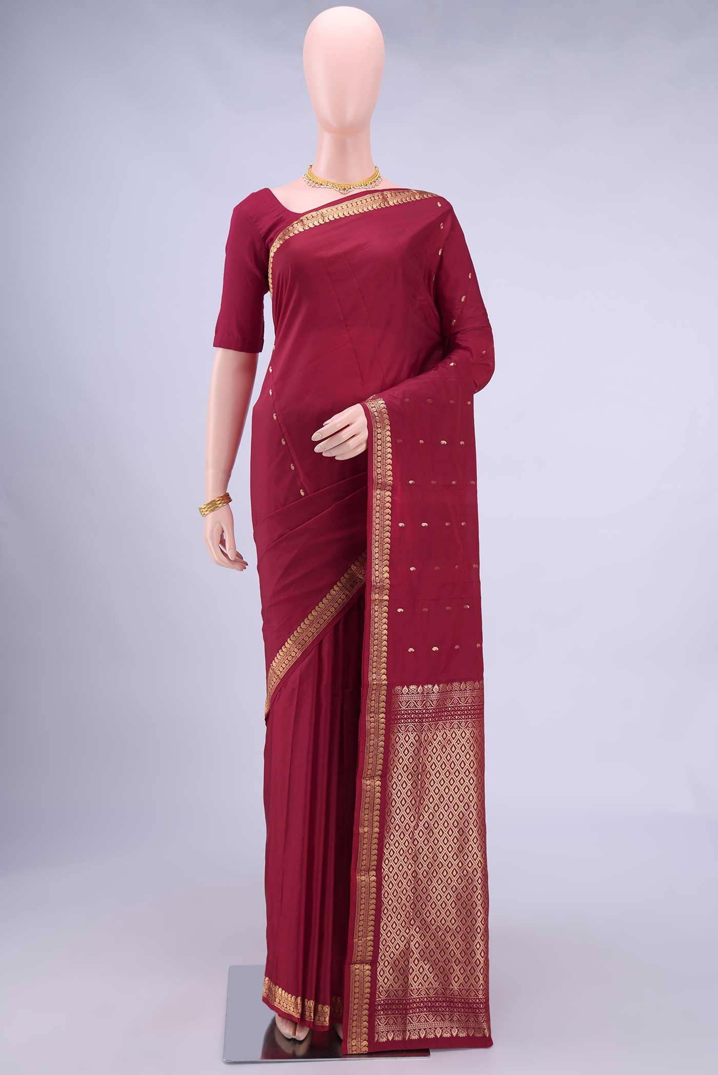 Red Blended Bangalore Silk Saree