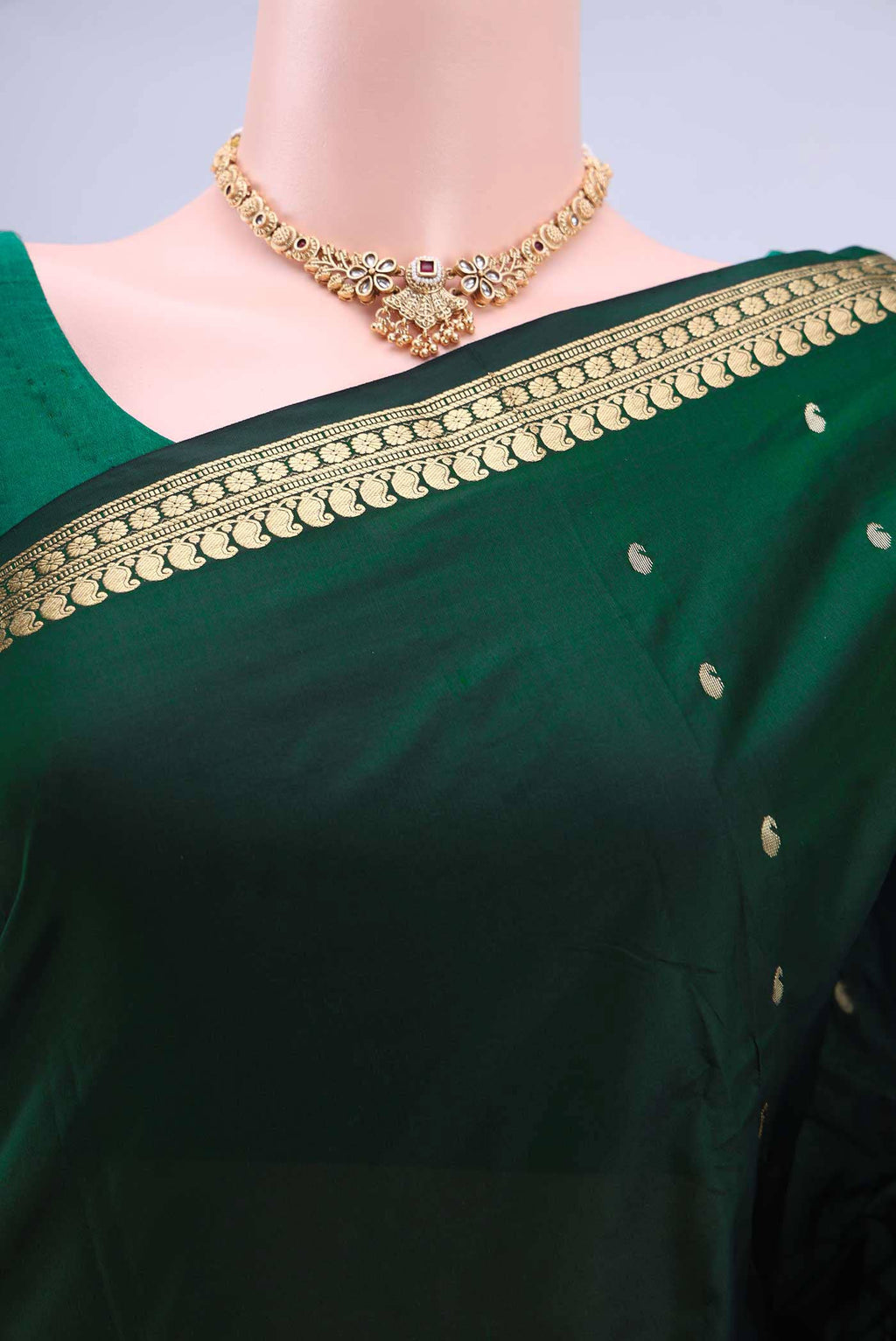 Bottle Green Blended Bangalore Silk Saree