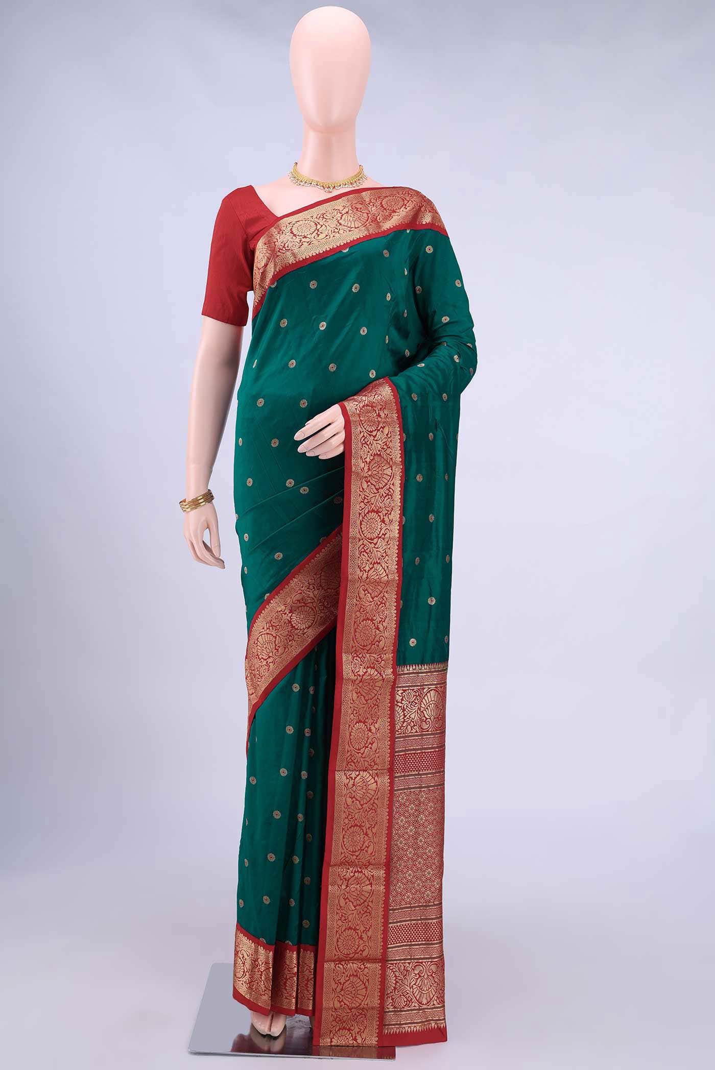 Peacock Blue Bangalore Silk Saree