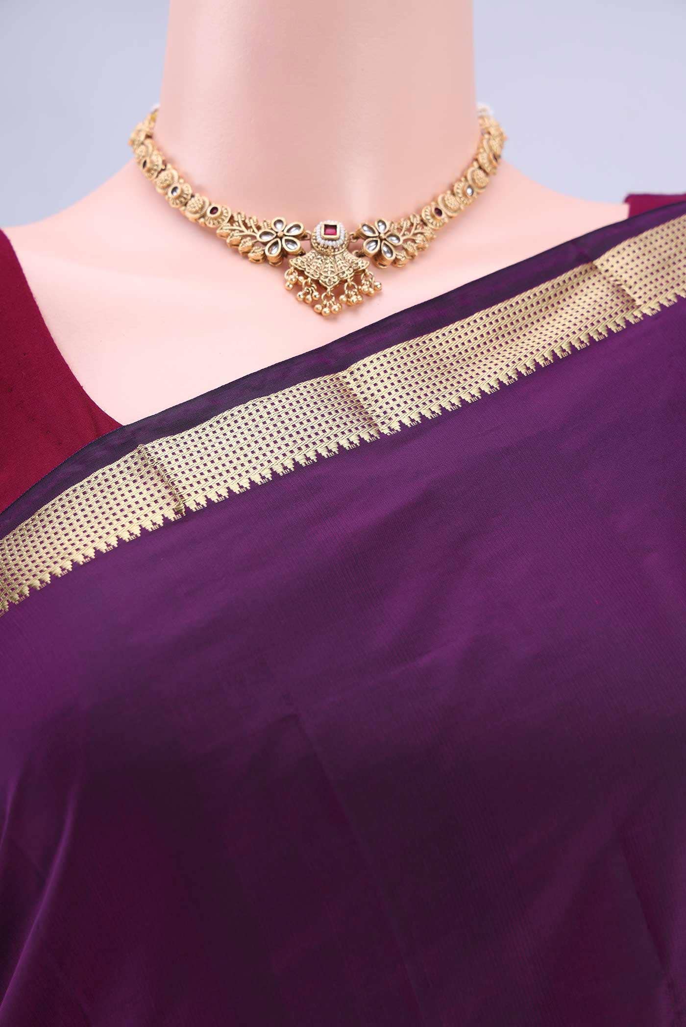 Burgundy Blended Bangalore Silk Saree