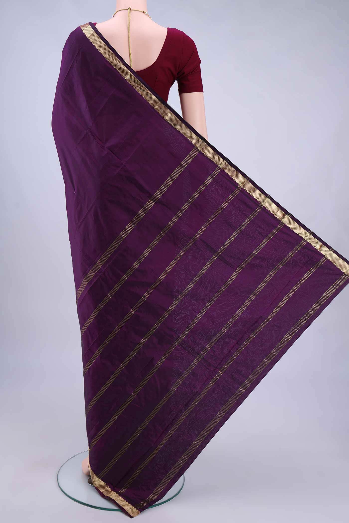 Burgundy Blended Bangalore Silk Saree