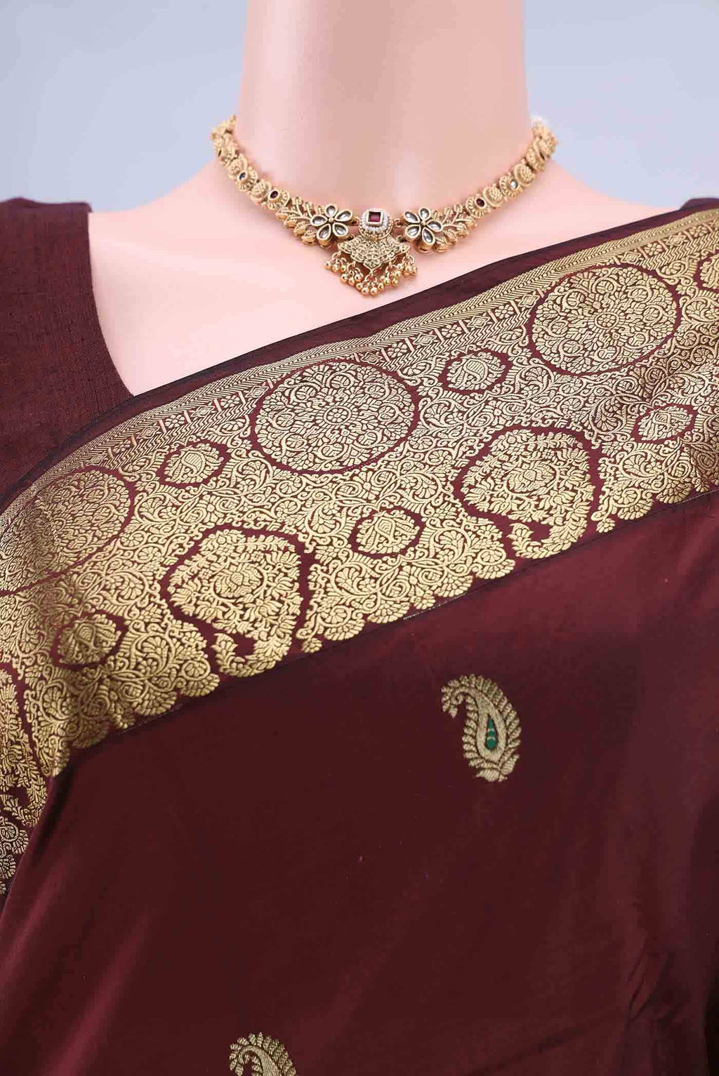 Maroon Blended Bangalore Silk Saree
