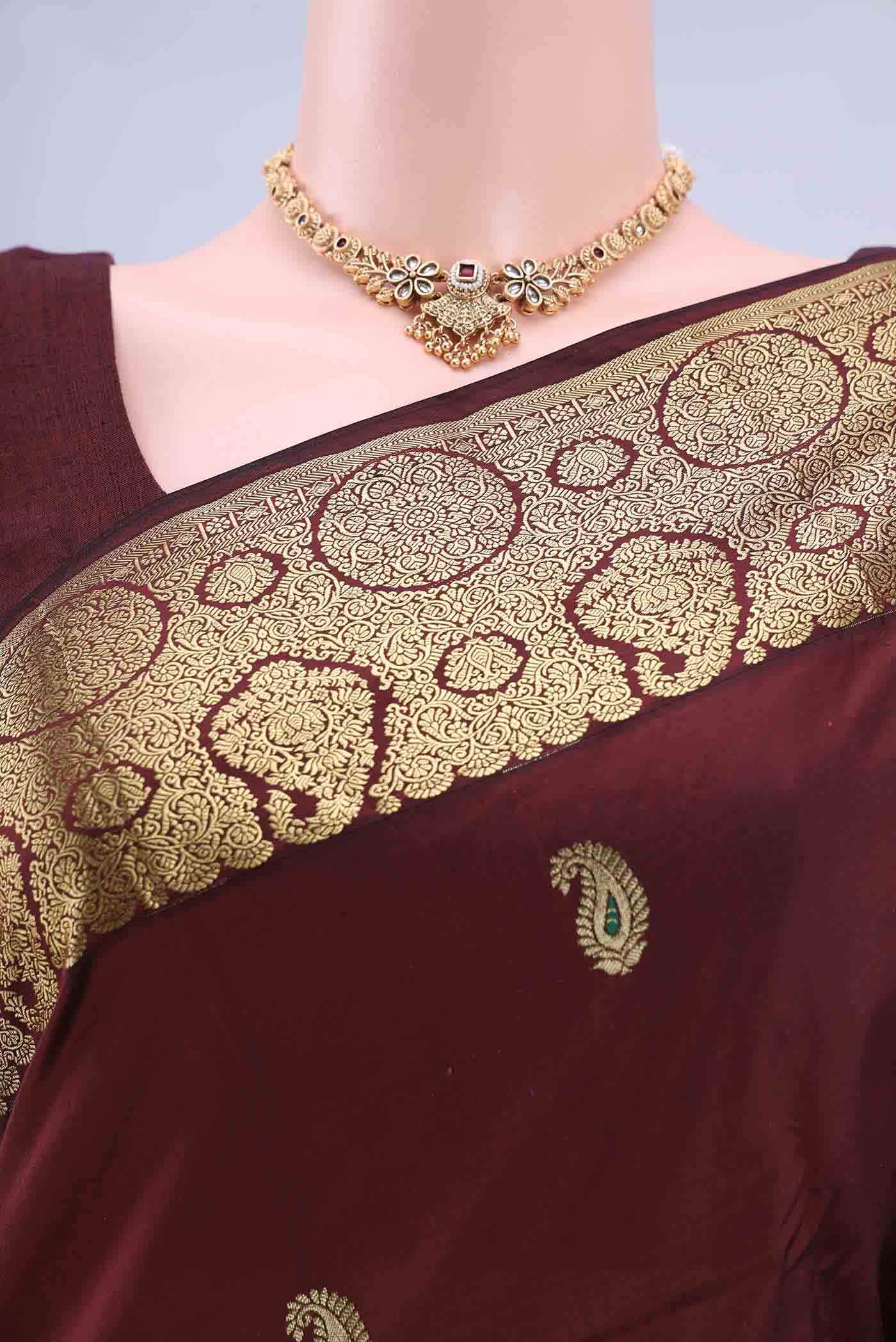 Maroon Blended Bangalore Silk Saree