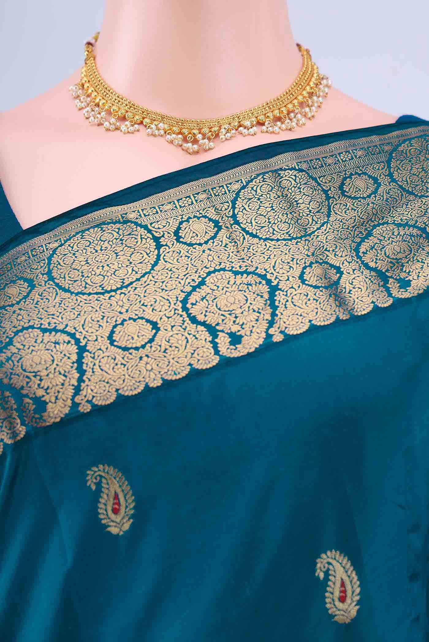 Blue Blended Bangalore Silk Saree
