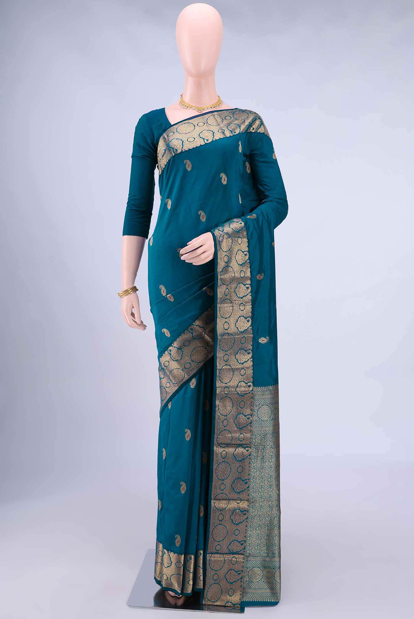 Blue Blended Bangalore Silk Saree