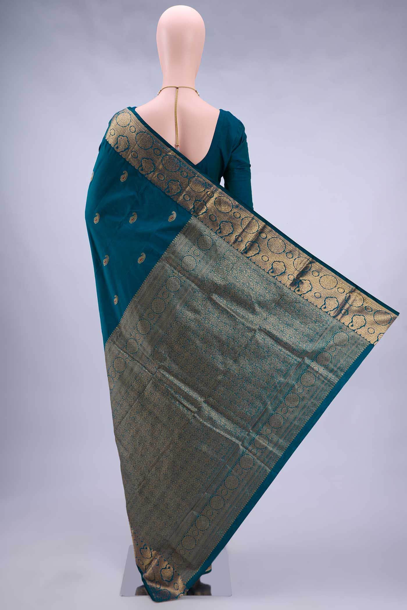 Blue Blended Bangalore Silk Saree