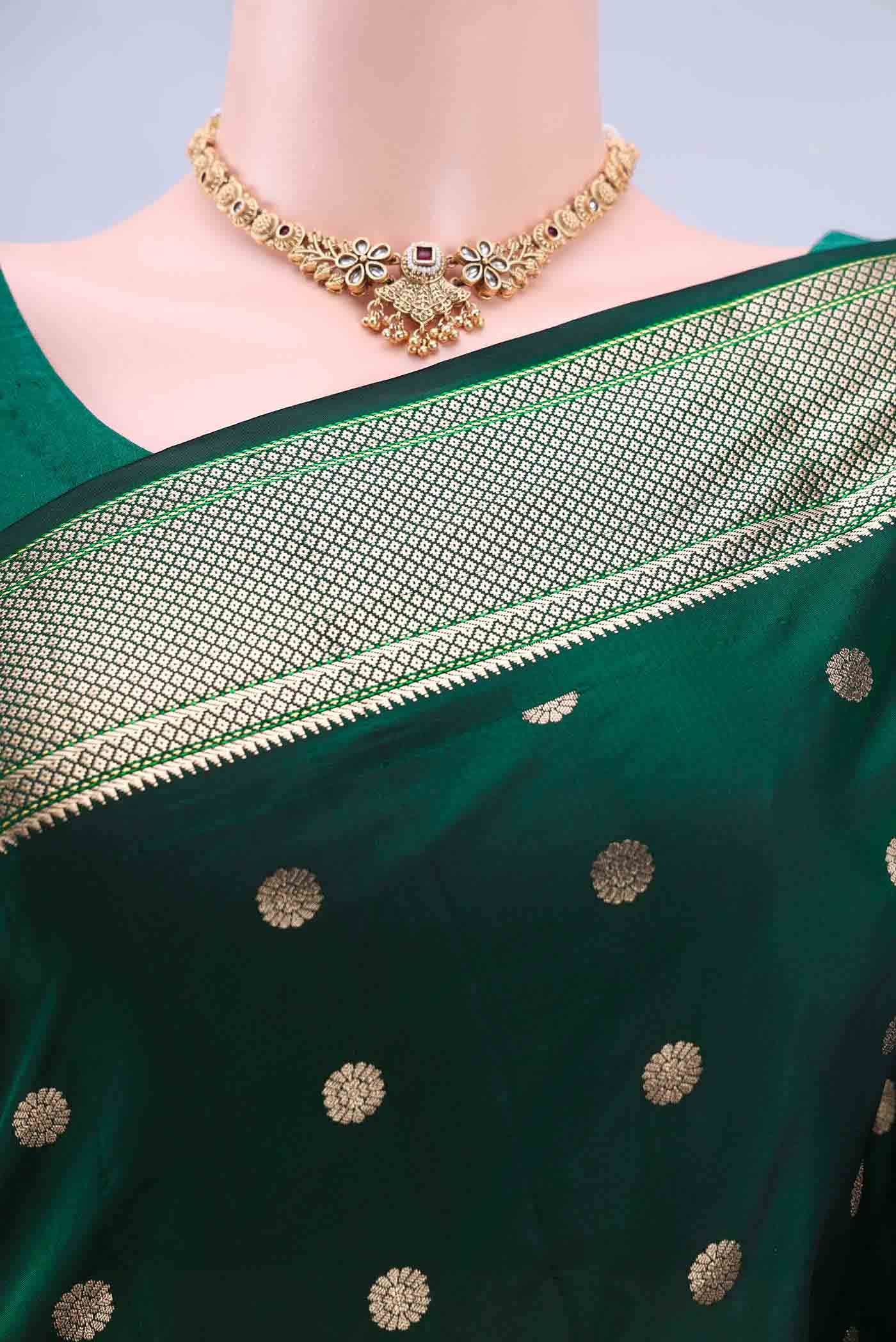 Bottle Green Blended Bangalore Silk Saree
