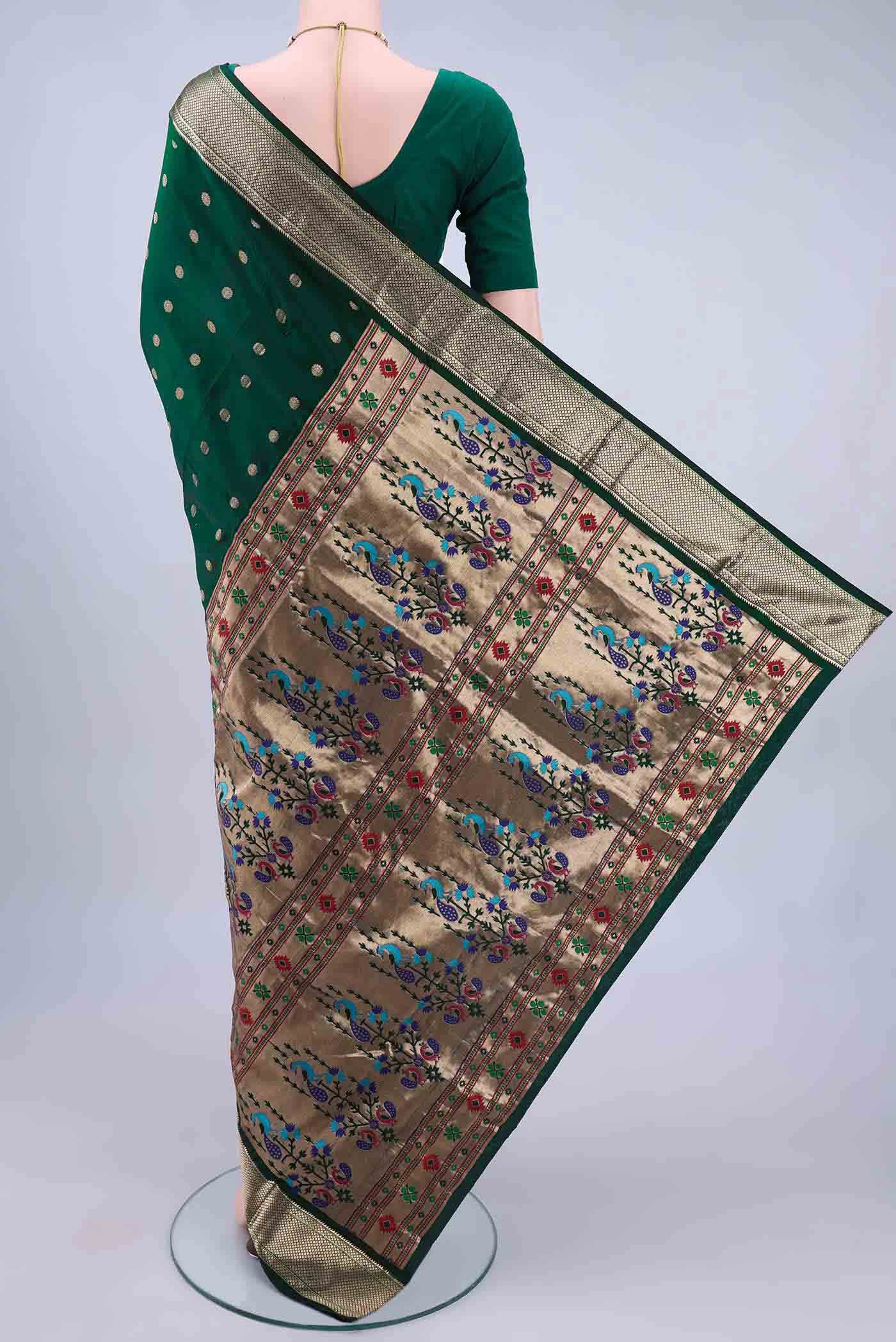 Bottle Green Blended Bangalore Silk Saree