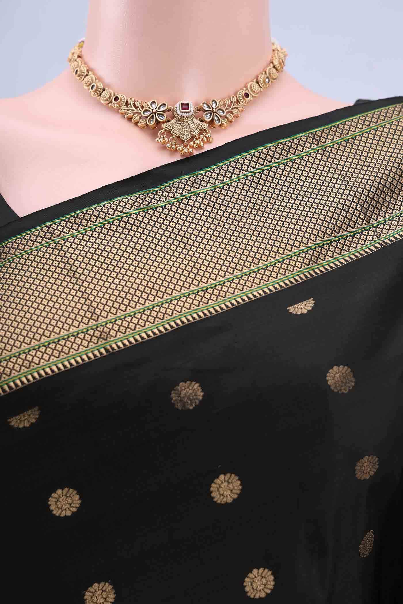 Black Blended Bangalore Silk Saree