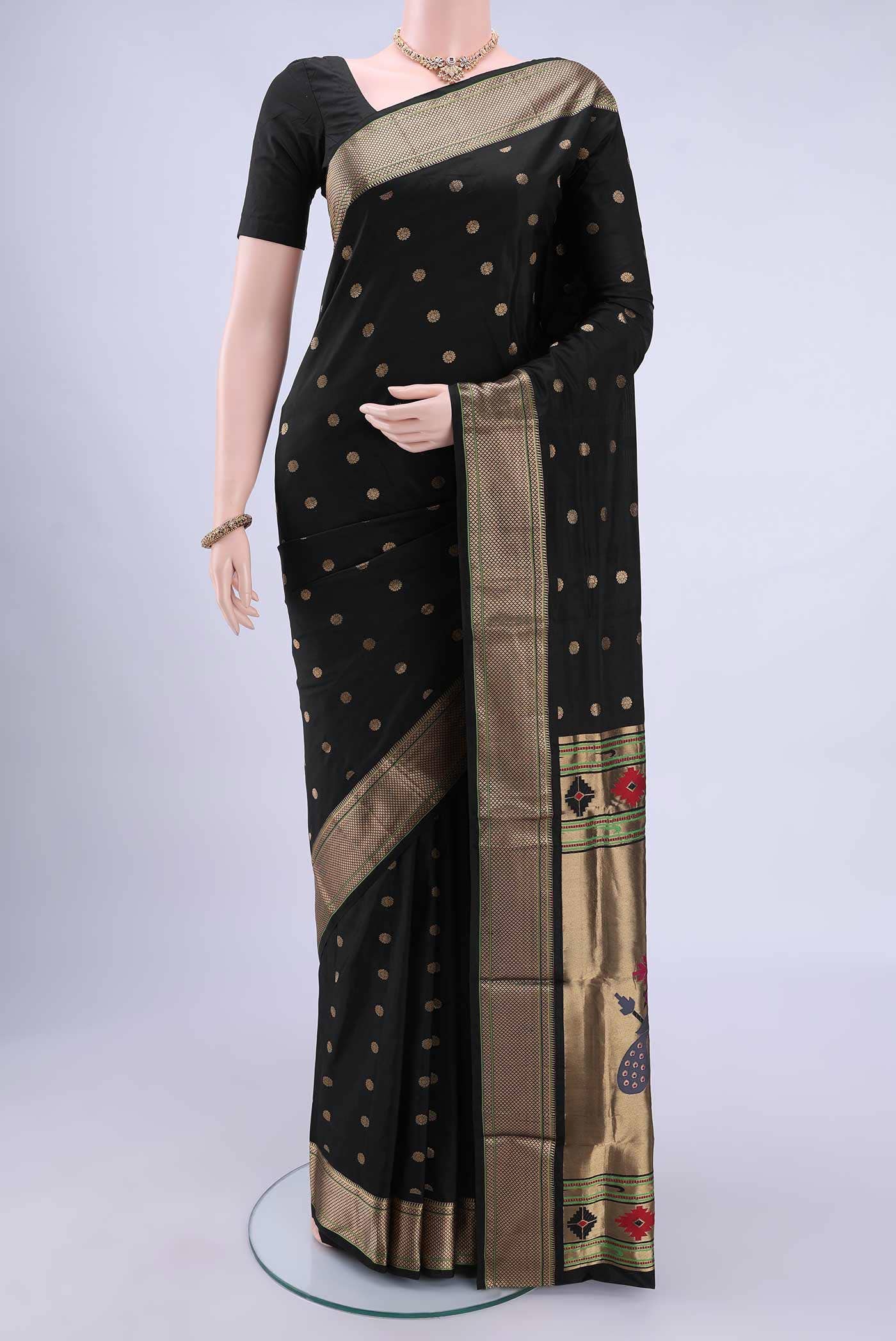 Black Blended Bangalore Silk Saree