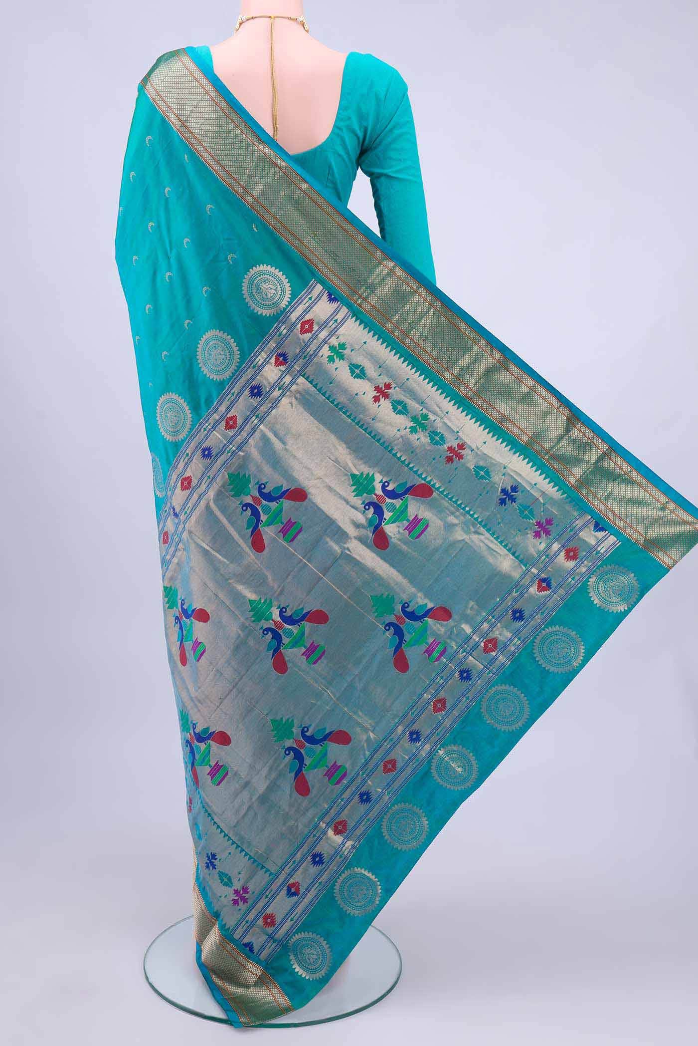 Turquoise Bangalore Silk Saree