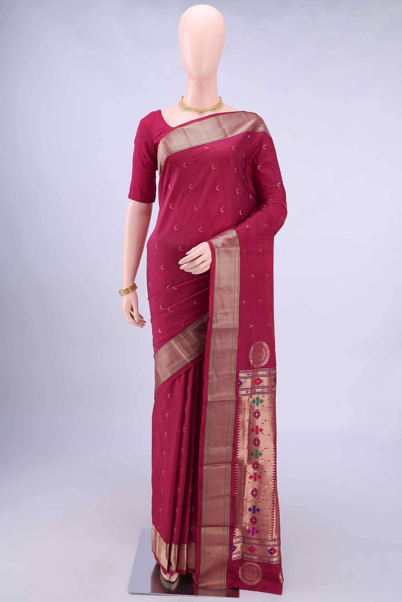 Maroon Blended Bangalore Silk Saree