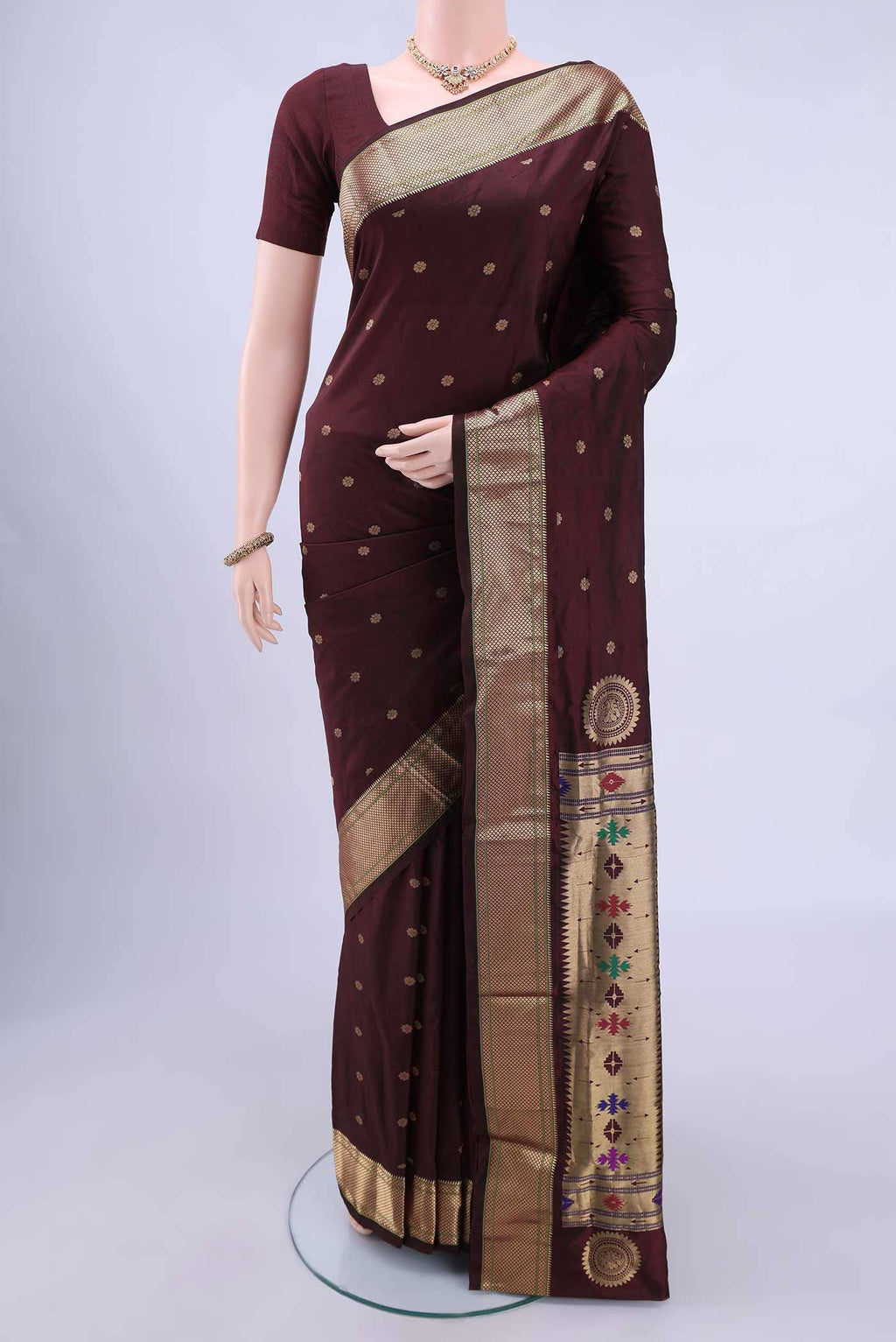 Brown Blended Bangalore Silk Saree