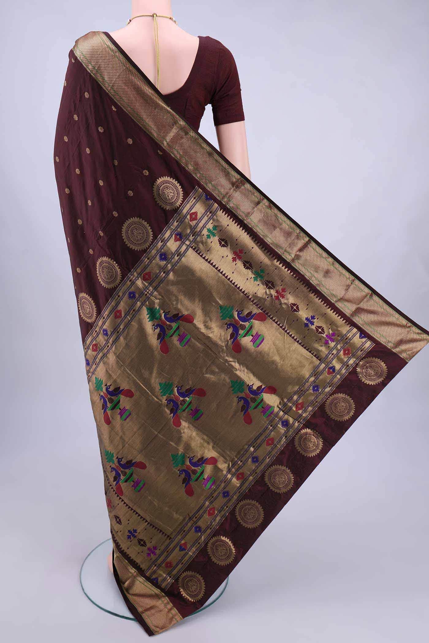 Brown Blended Bangalore Silk Saree