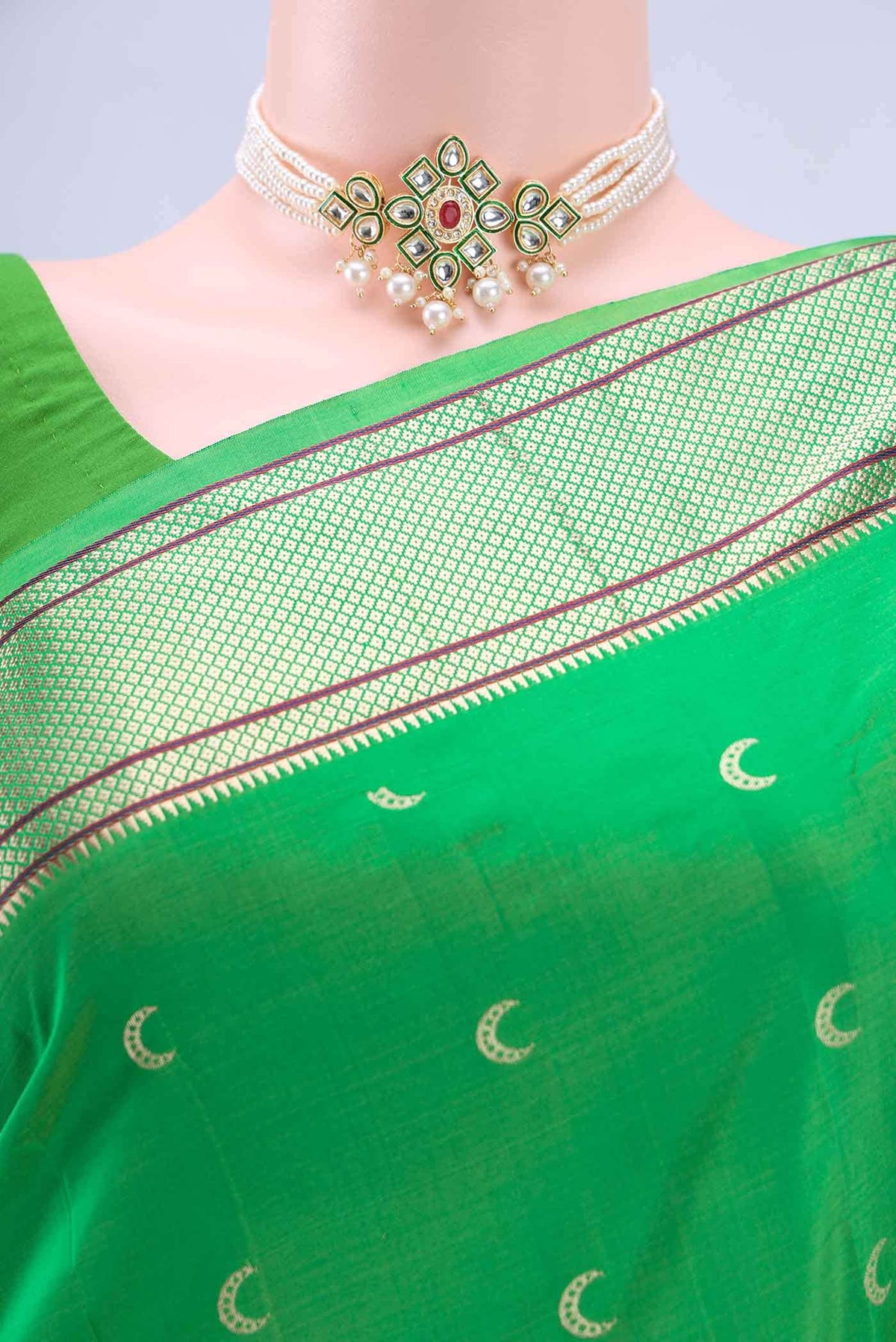 Parrot Green Bangalore Silk Saree