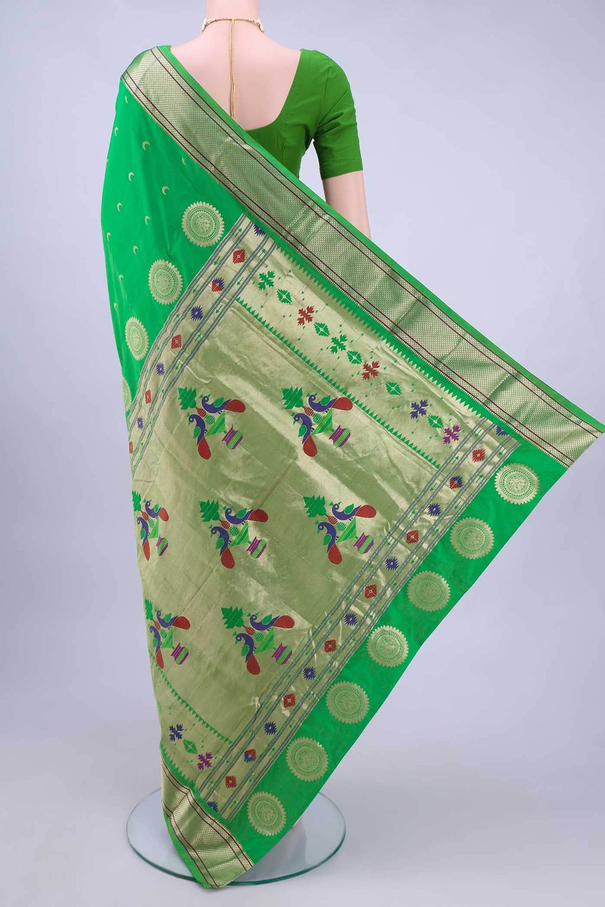 Parrot Green Bangalore Silk Saree