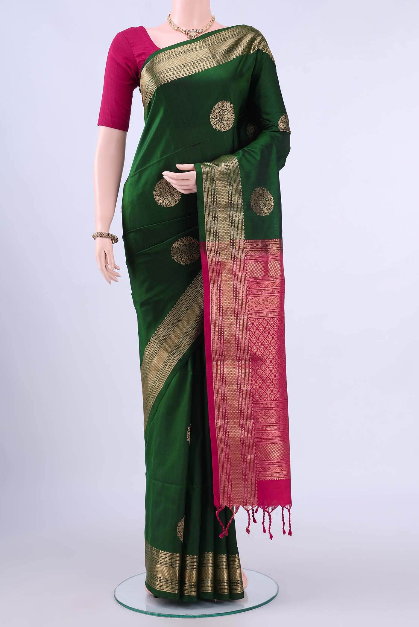 Bottle Green Soft Silk Saree