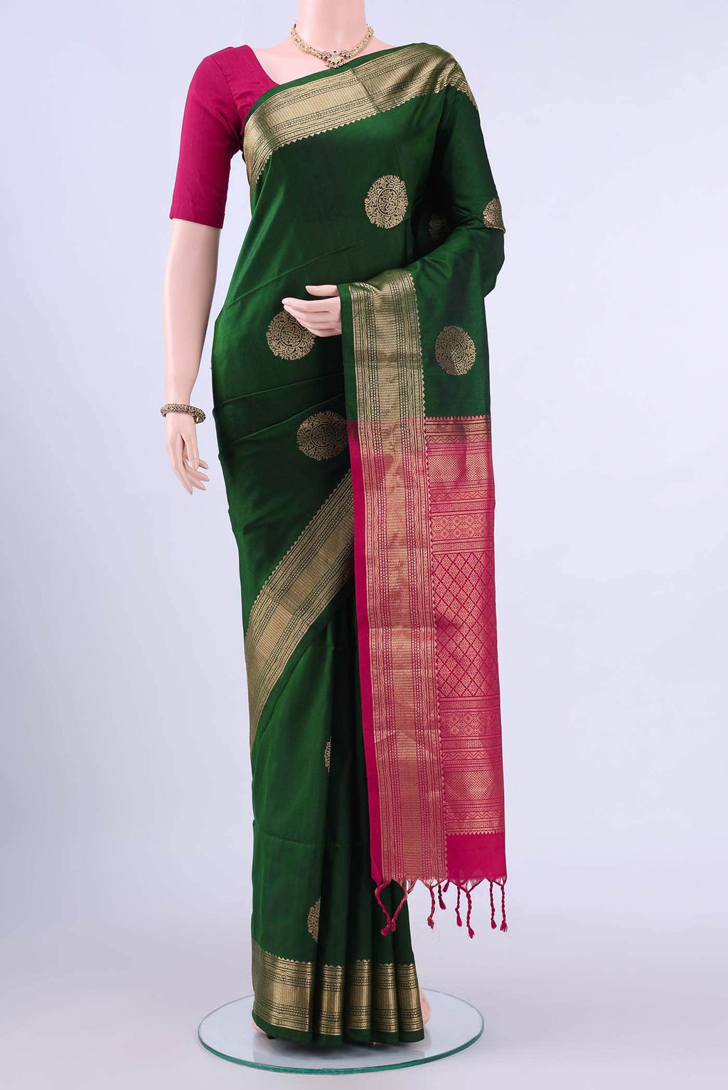 Bottle Green Soft Silk Saree