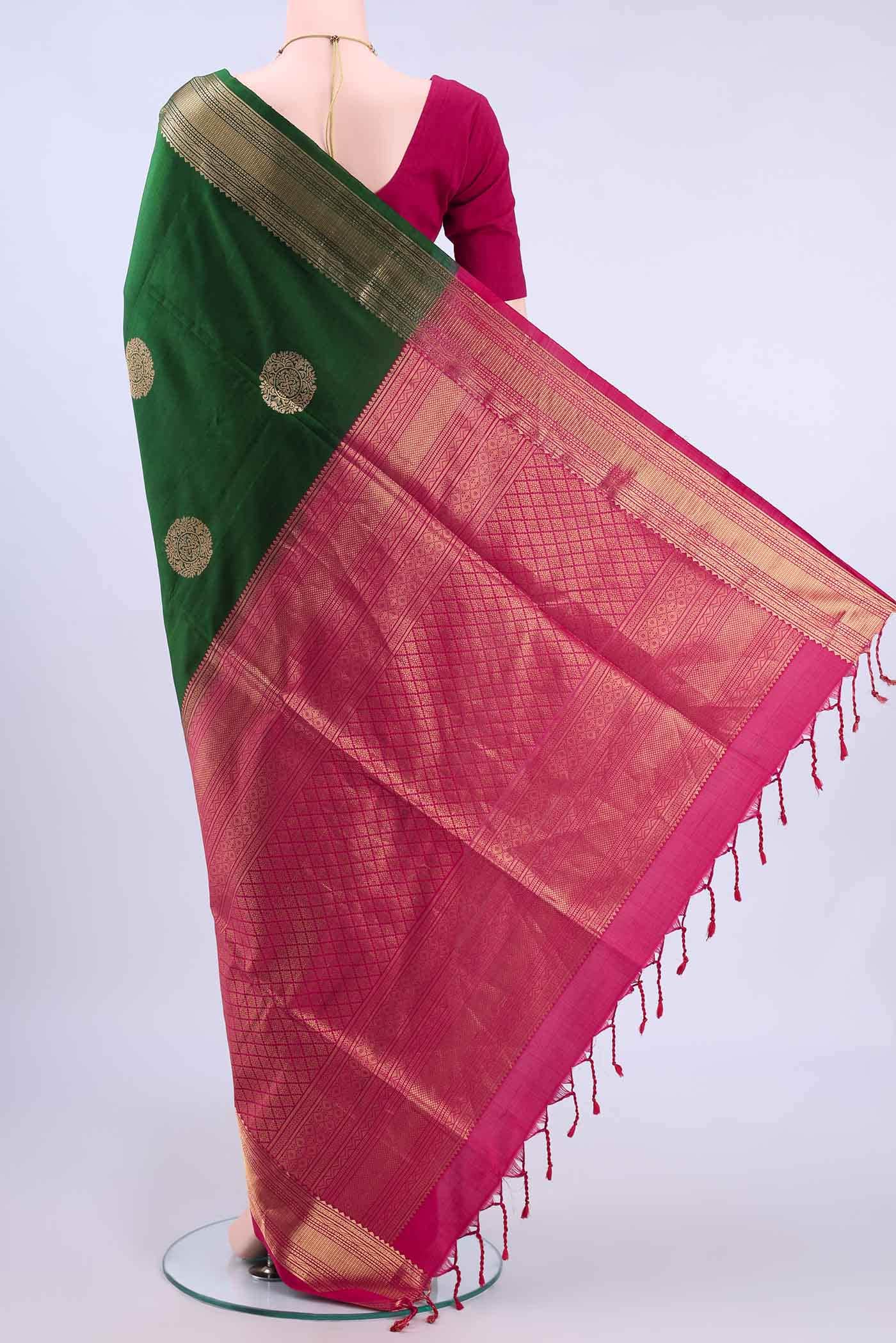 Bottle Green Soft Silk Saree