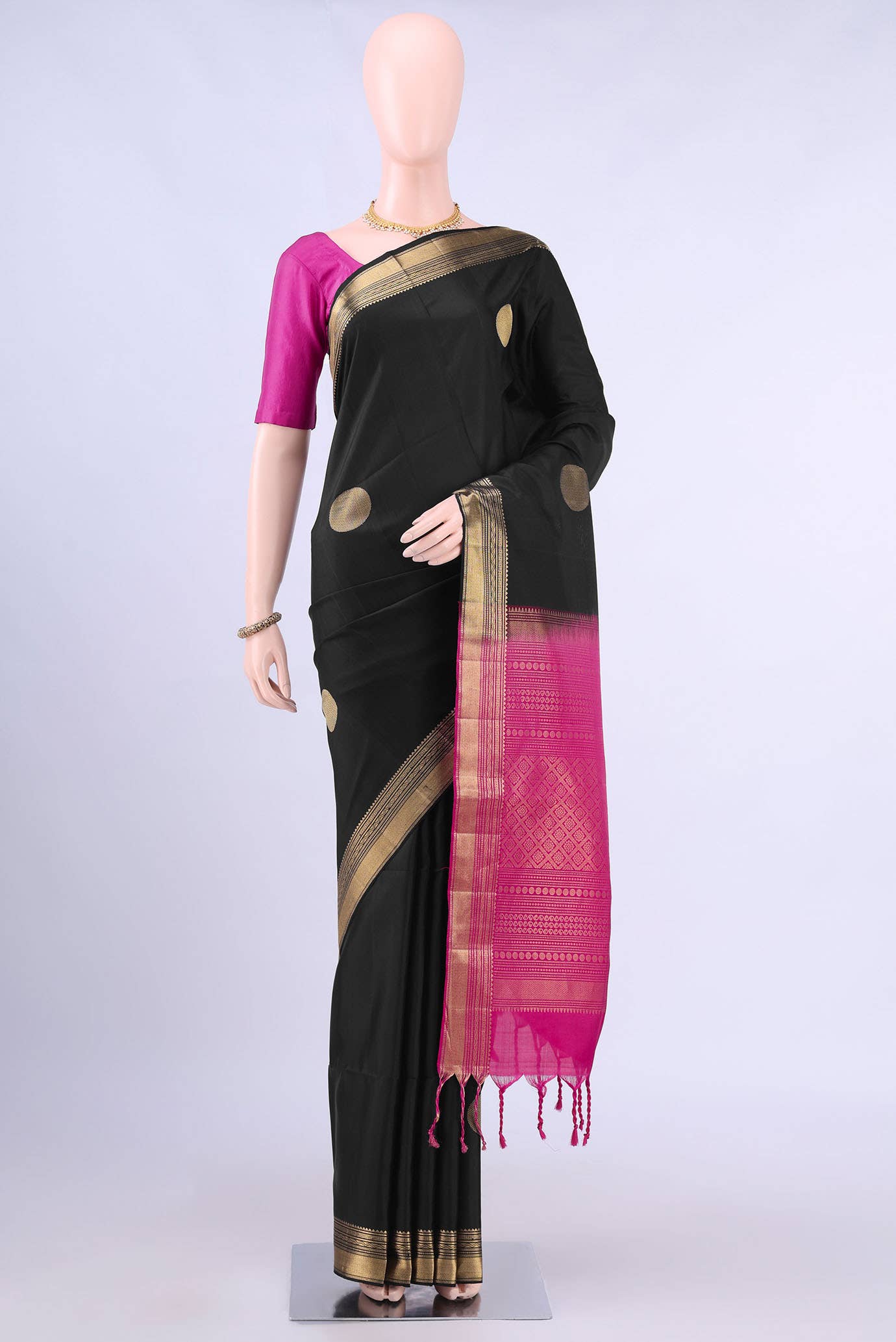 Black Dual Tone Soft Silk Saree
