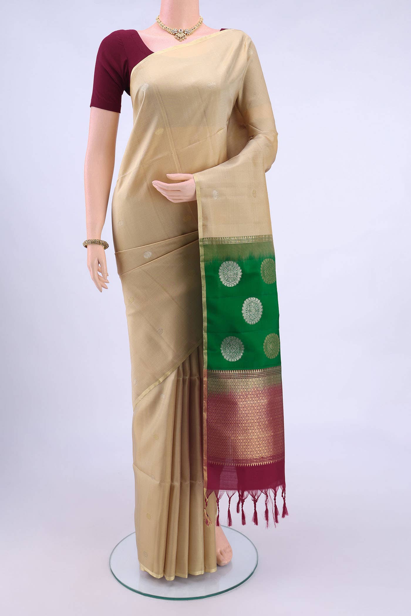 Beige Soft Silk Saree