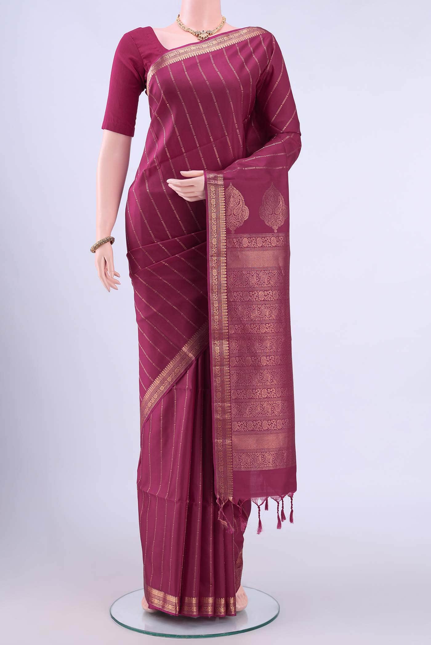 Maroon Dual Tone Soft Silk Saree