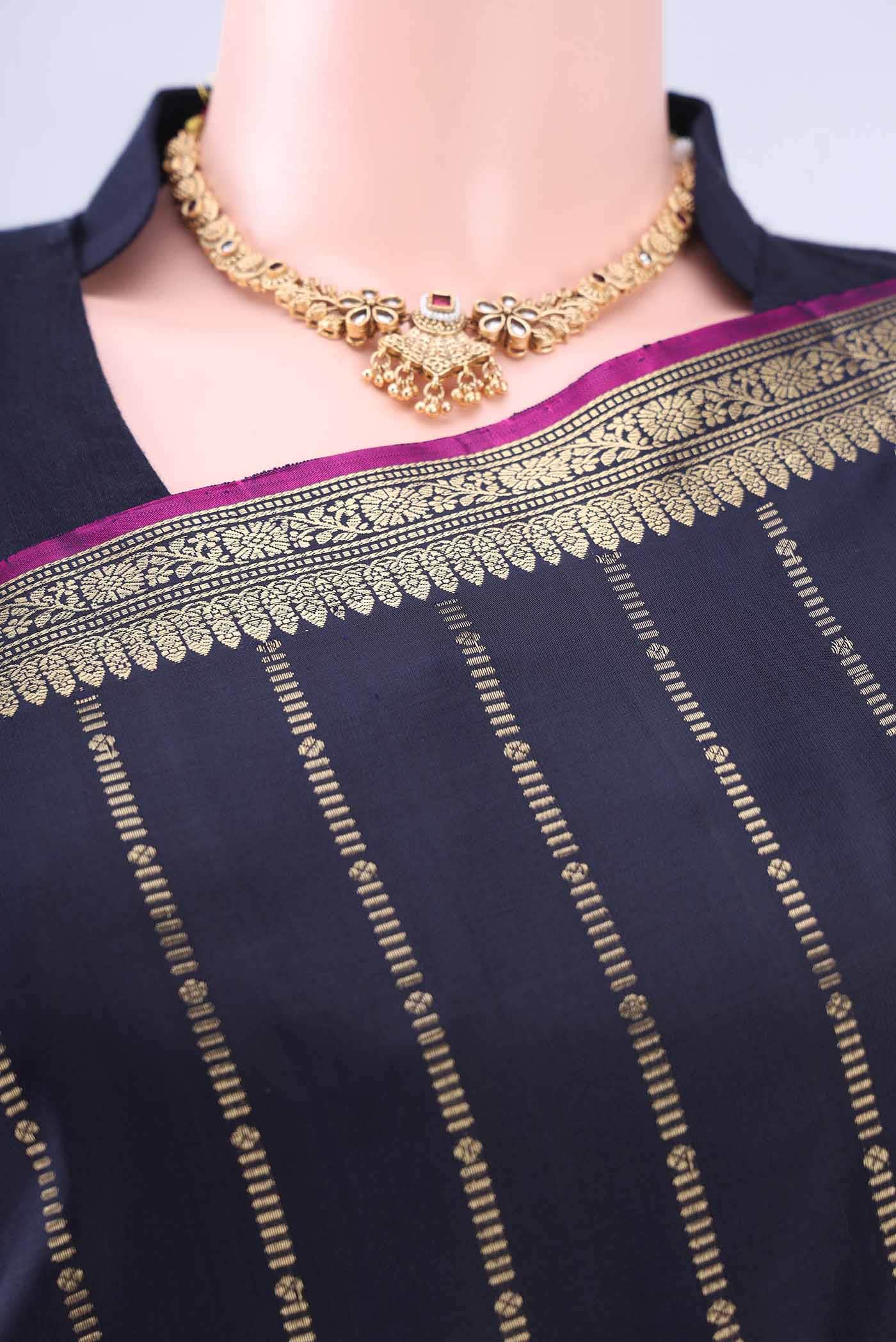 Navy Blue Dual Tone Soft Silk Saree
