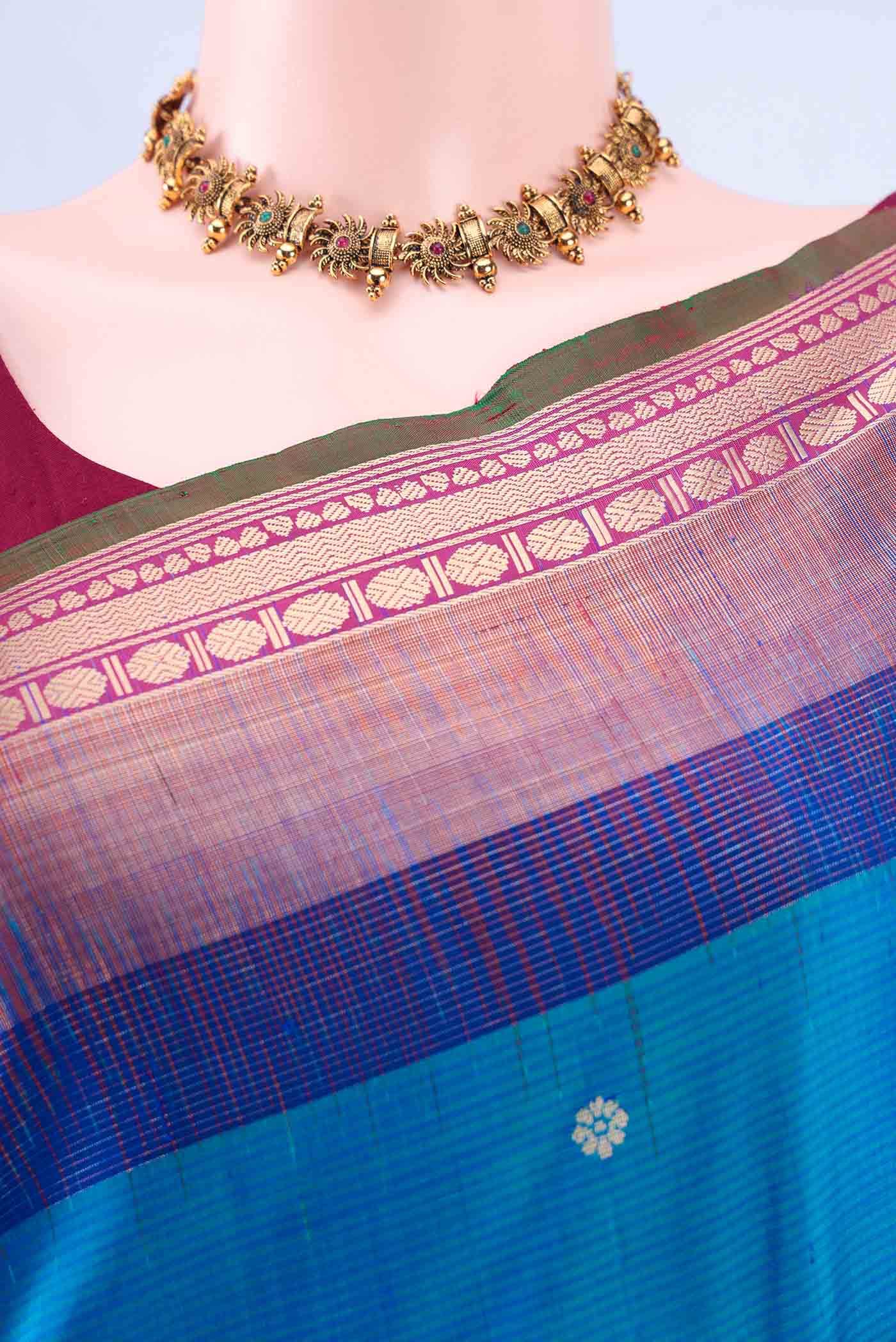 Peacock Blue Soft Silk Saree