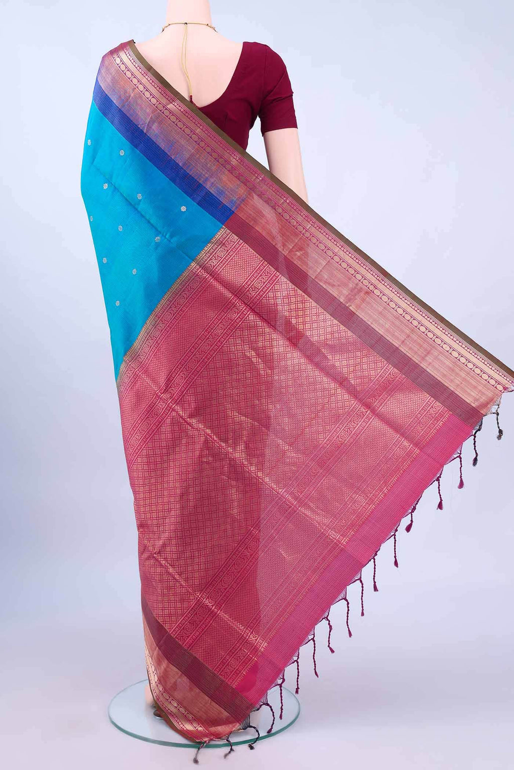 Peacock Blue Soft Silk Saree