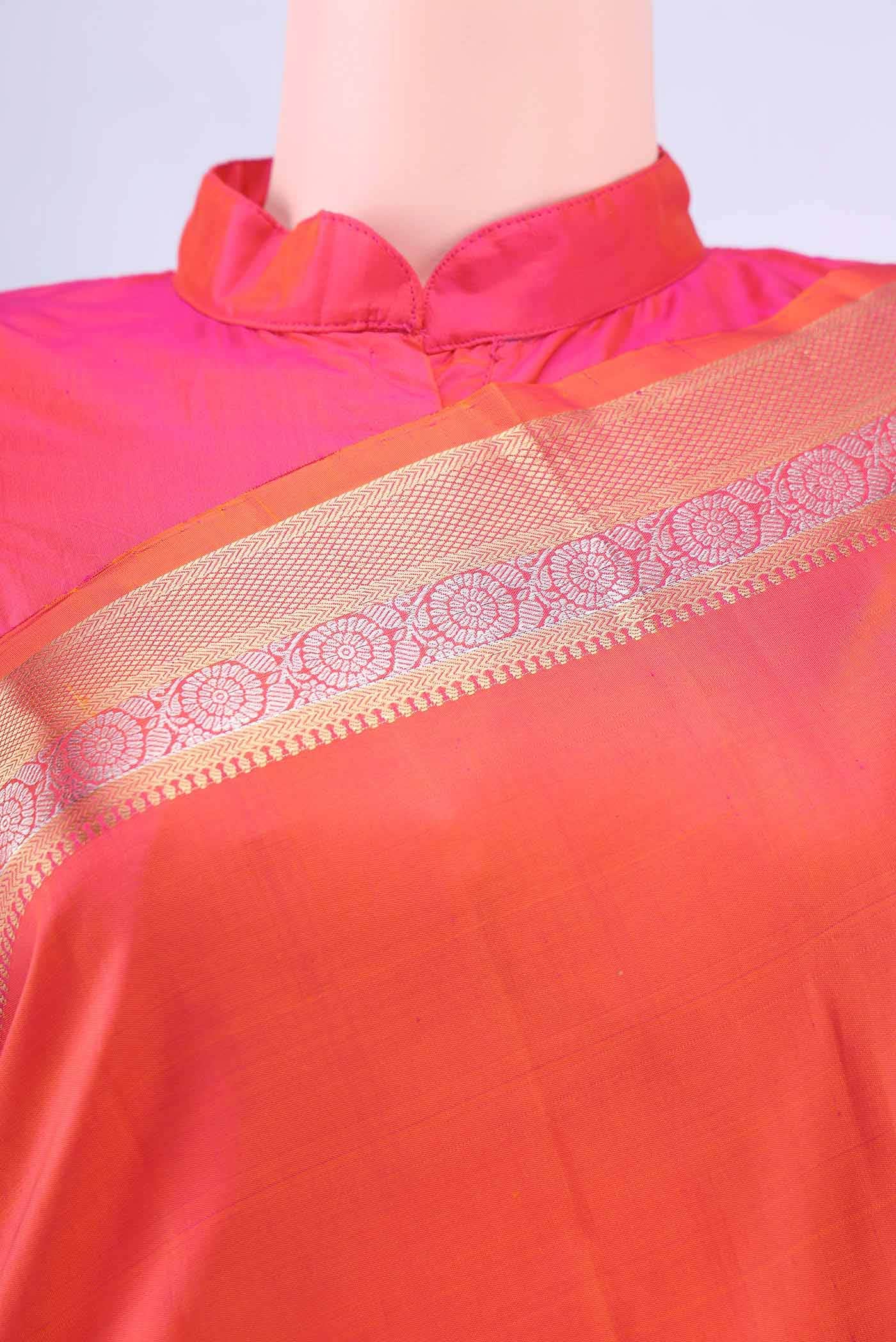 Brick Orange Dual Tone Coimbatore Silk Cotton Saree