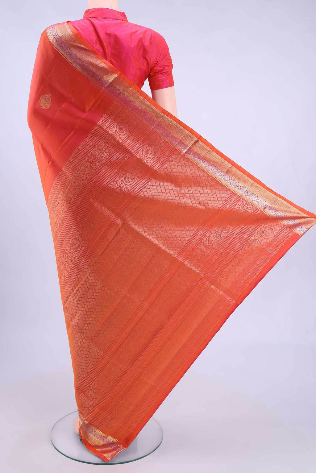 Brick Orange Dual Tone Coimbatore Silk Cotton Saree