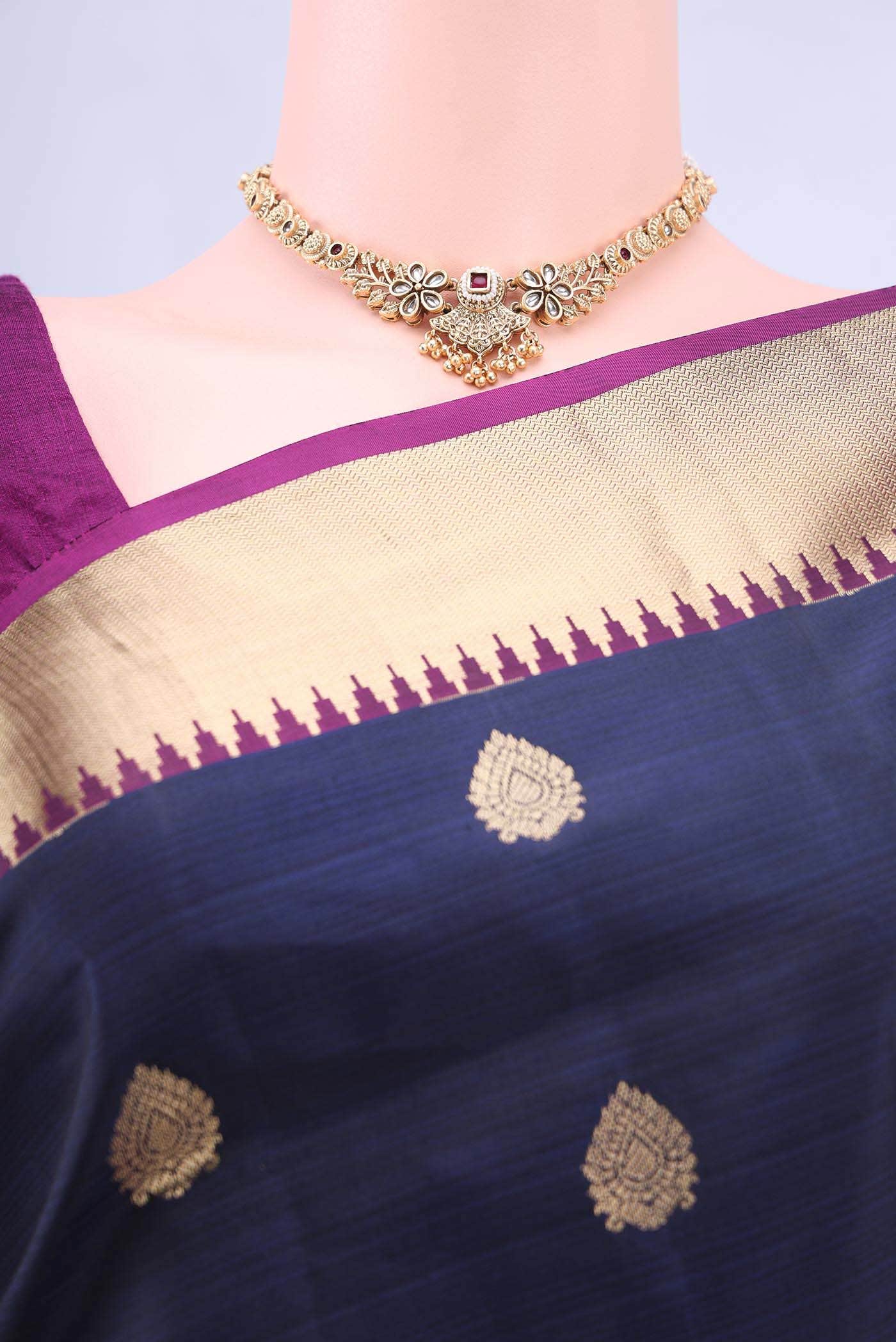 Navy Blue Coimbatore Silk Cotton Saree