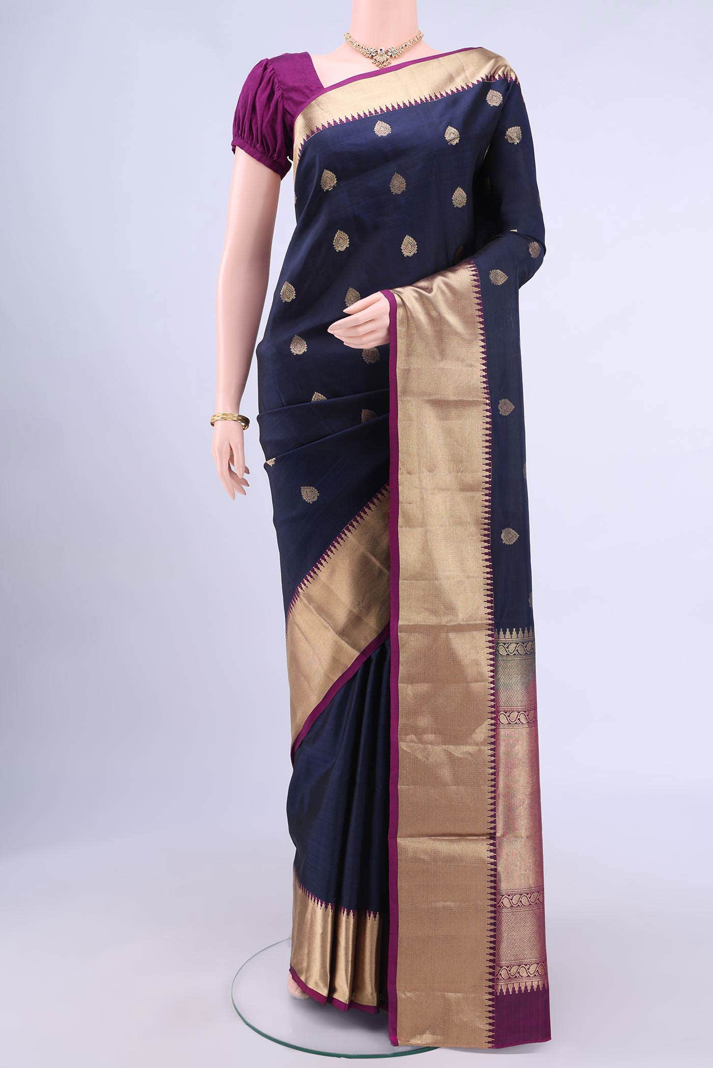 Navy Blue Coimbatore Silk Cotton Saree