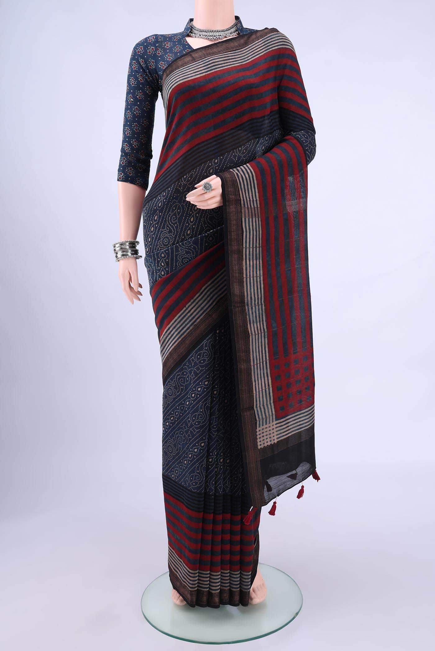 Blue Chanderi Silk Cotton Saree
