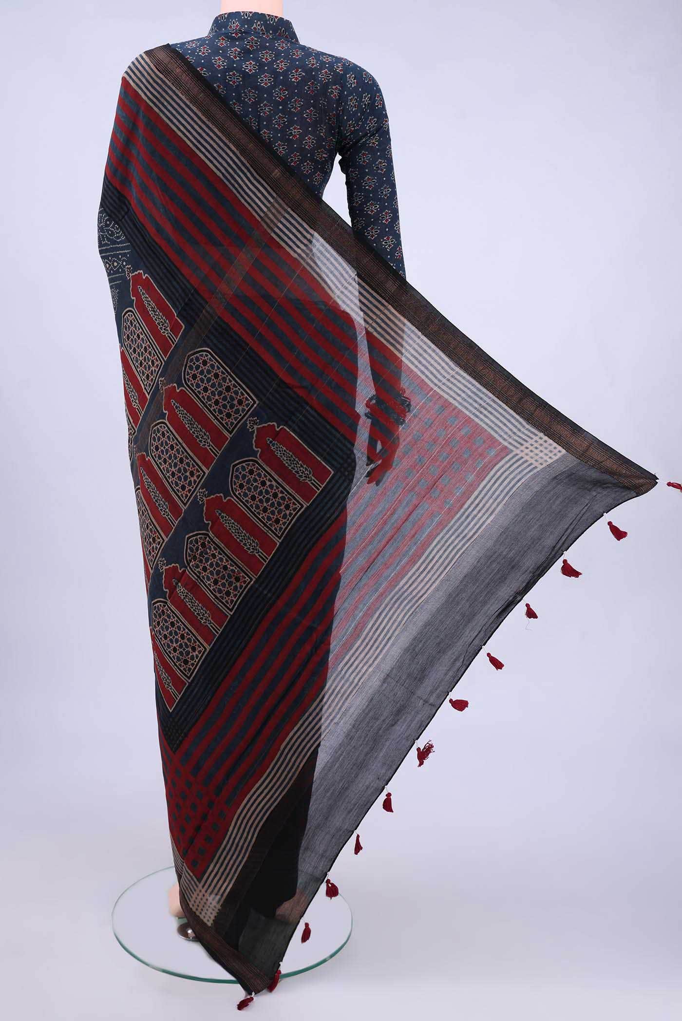 Blue Chanderi Silk Cotton Saree