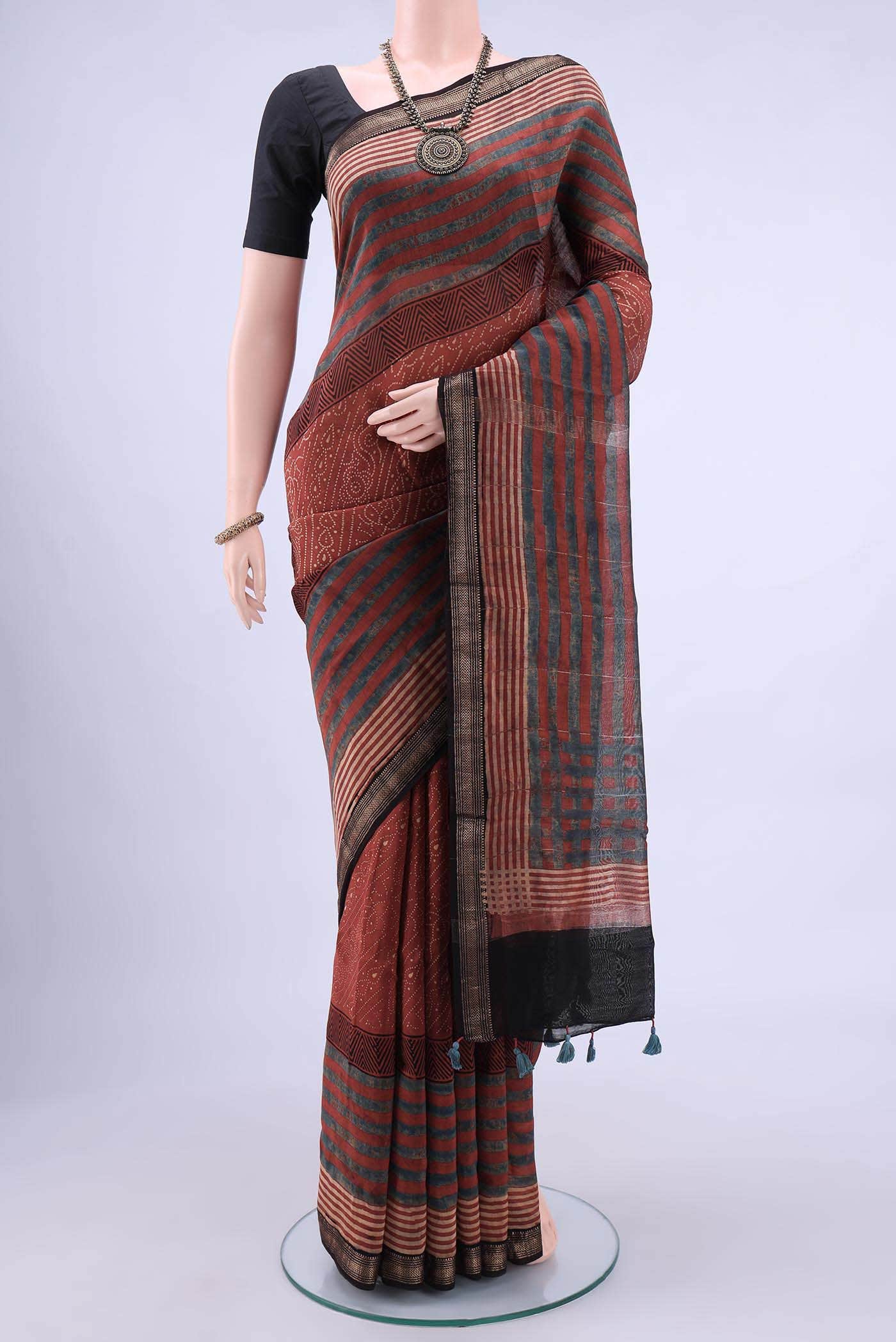 Maroon Chanderi Silk Cotton Saree