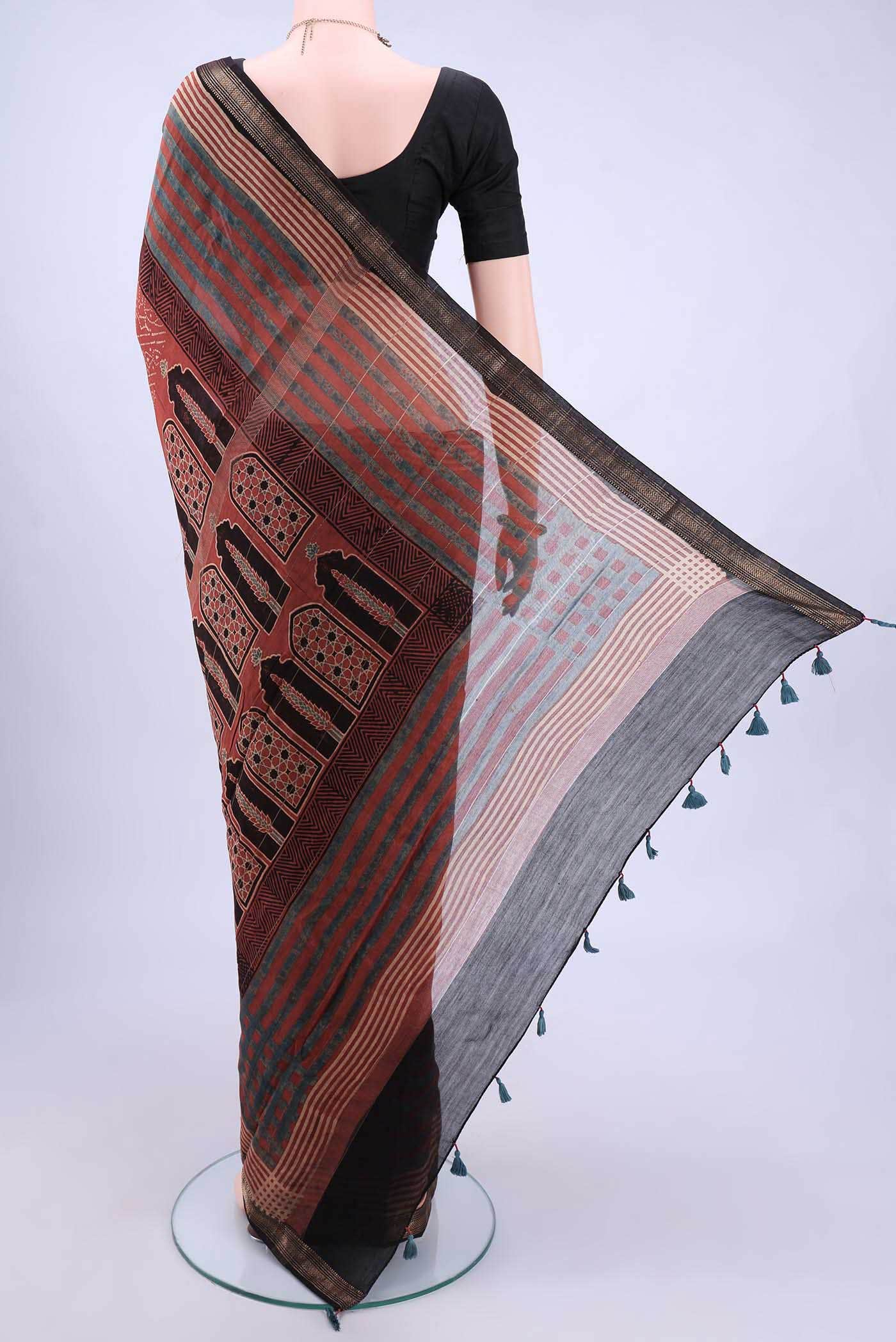 Maroon Chanderi Silk Cotton Saree