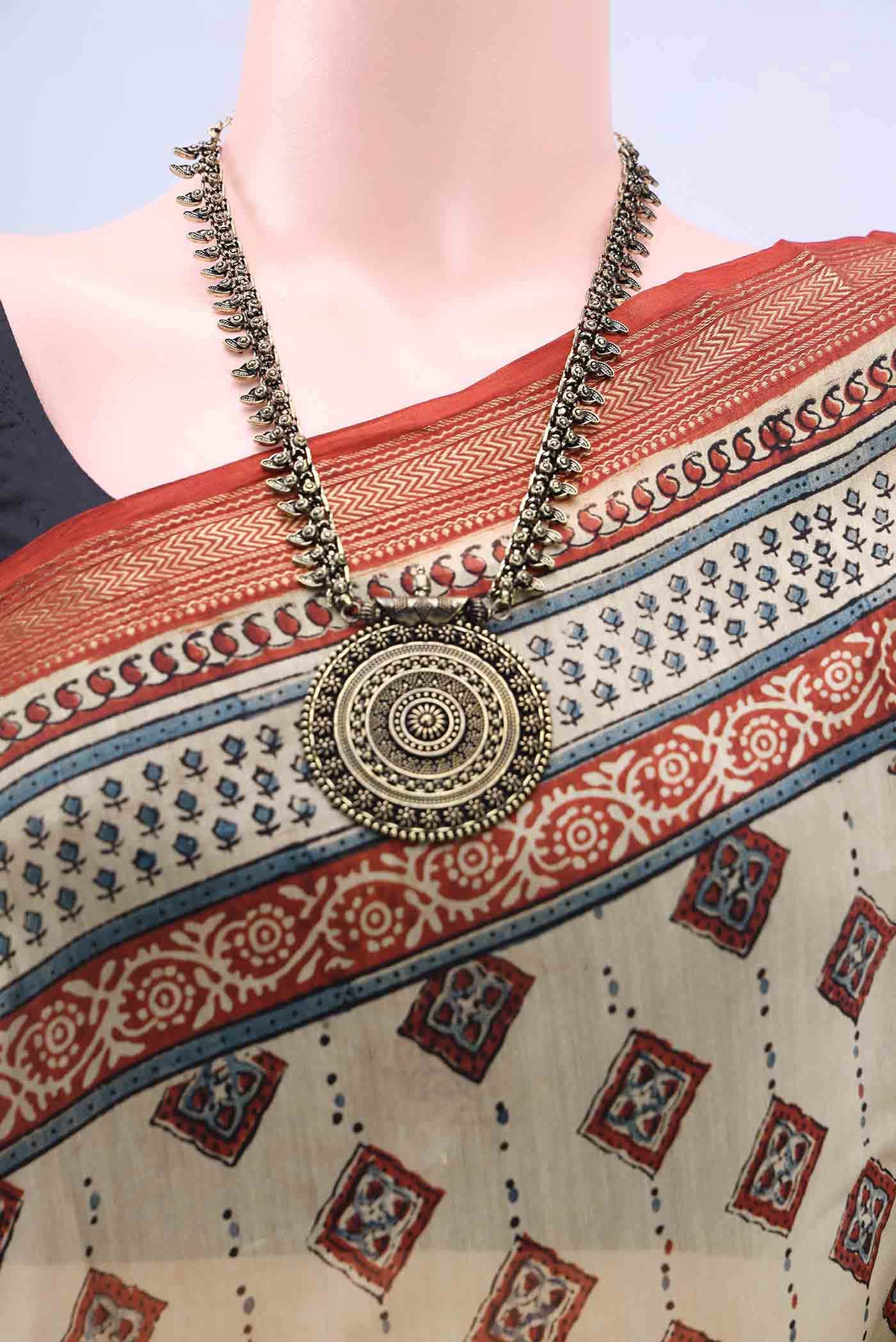 Beige Chanderi Silk Cotton Saree