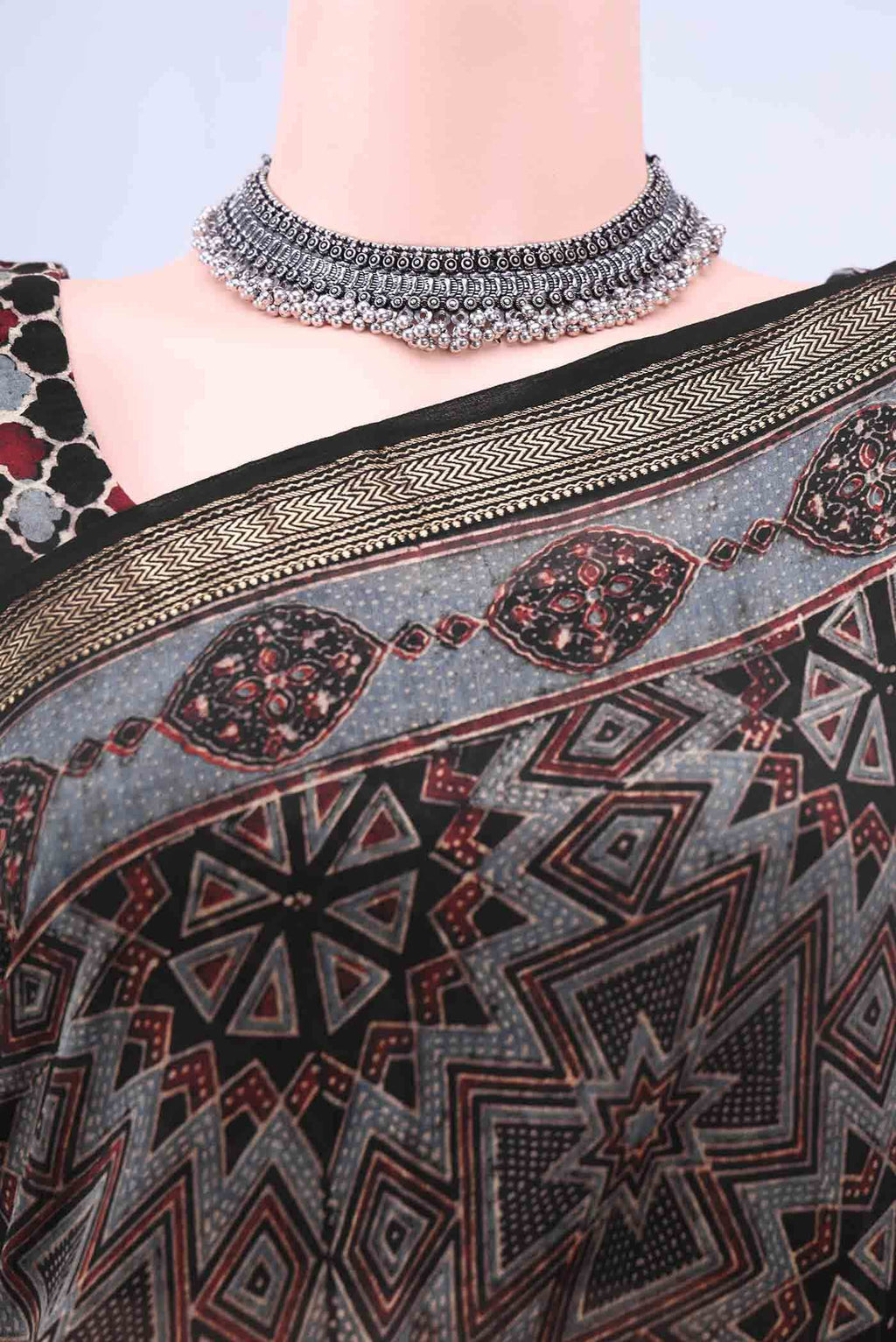 Black Chanderi Silk Cotton Saree