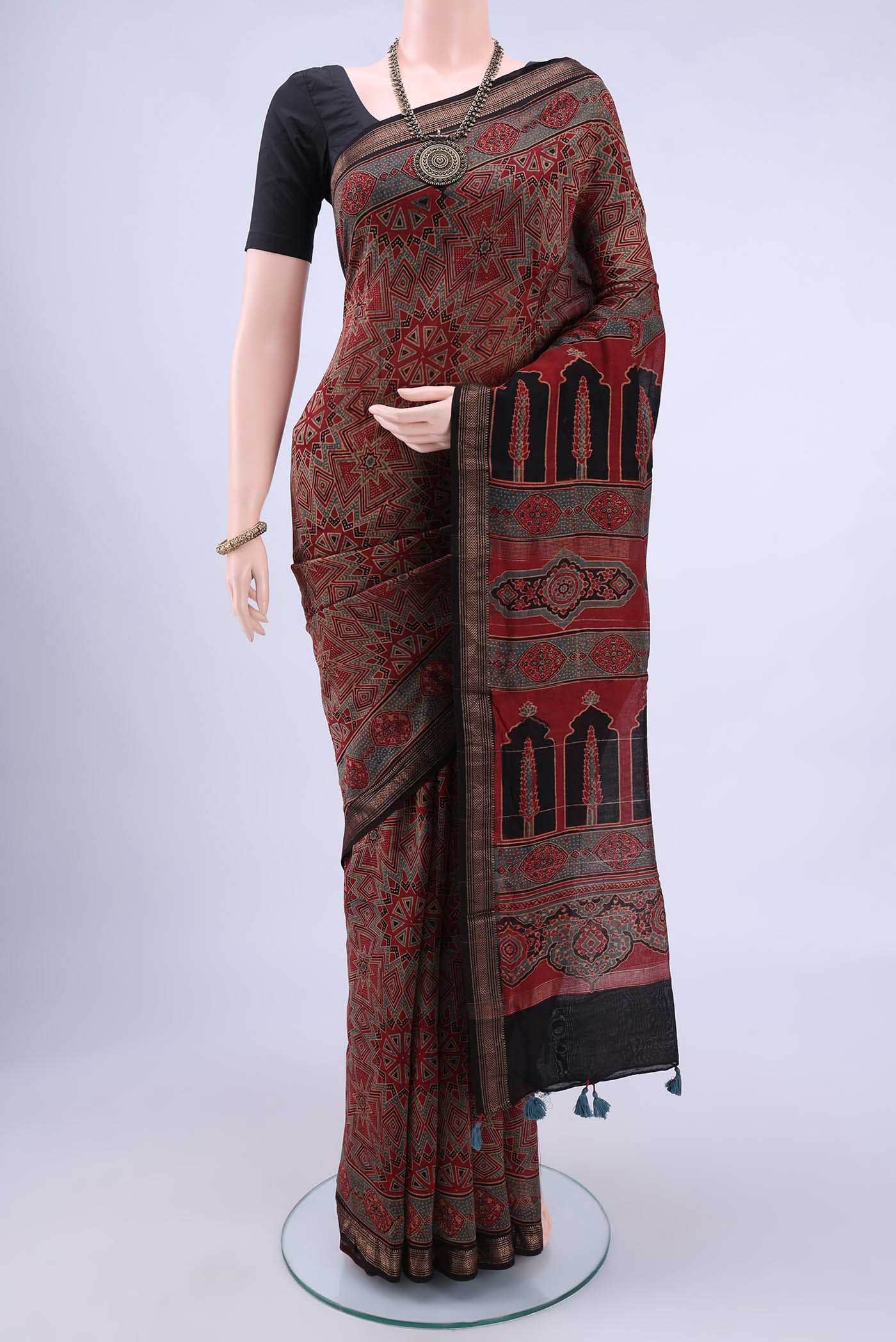 Maroon Chanderi Silk Cotton Saree