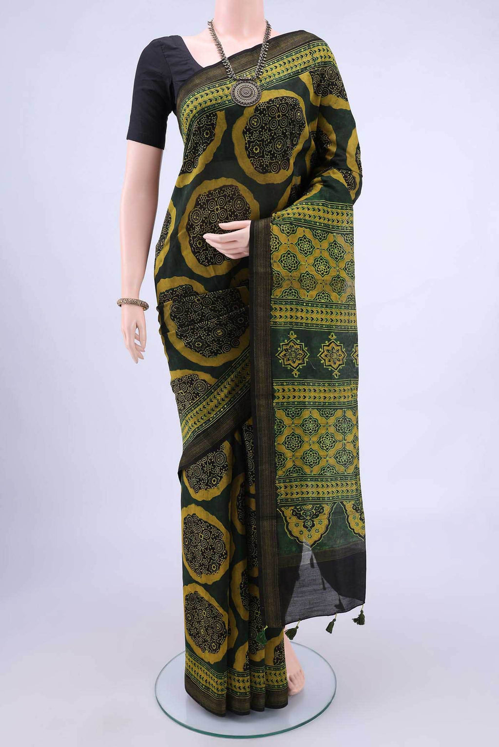 Green Chanderi Silk Cotton Saree